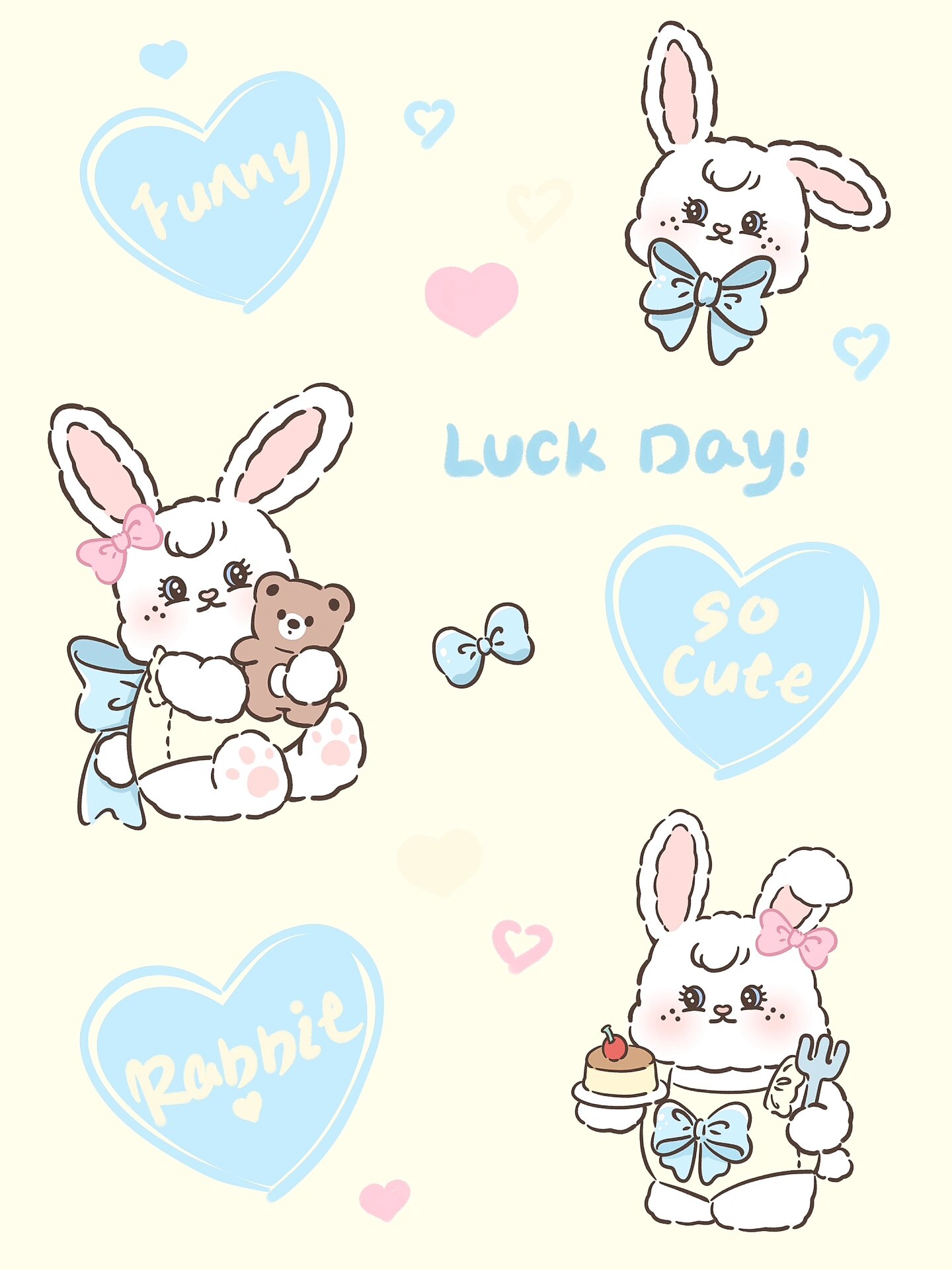 超可爱幸运小兔子邦妮创意插画卡通头像壁纸