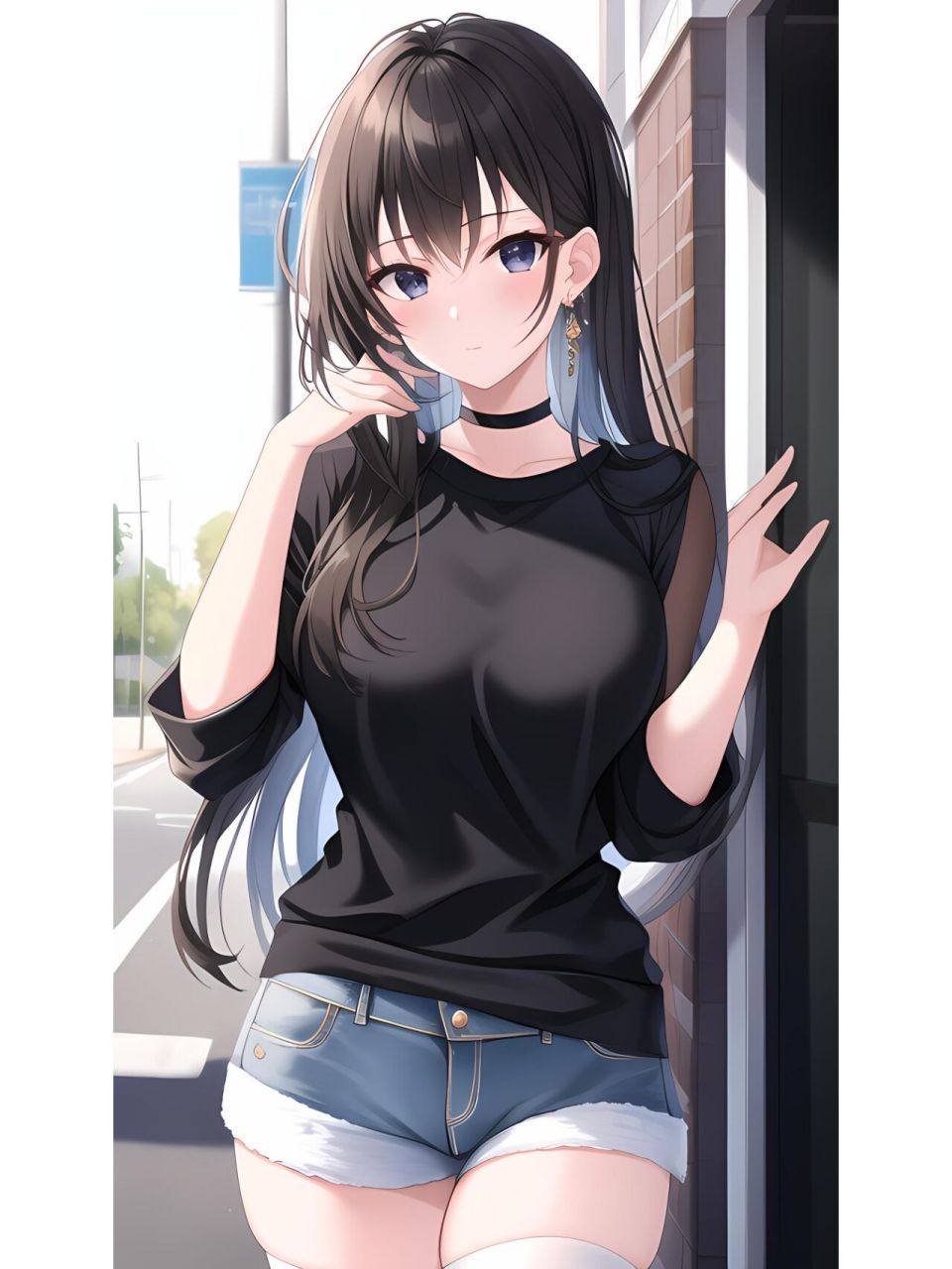 阳光衬衫女孩爱美丽,动漫二次元绘画人物