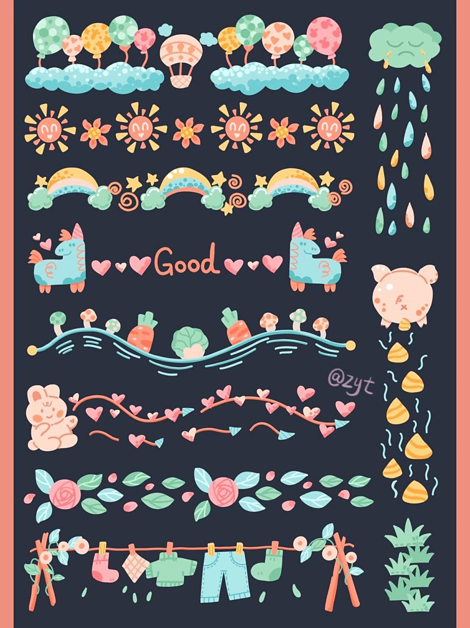 手账手抄报花边素材～可爱花边～ 可爱萌萌哒花边素材～小清新配色