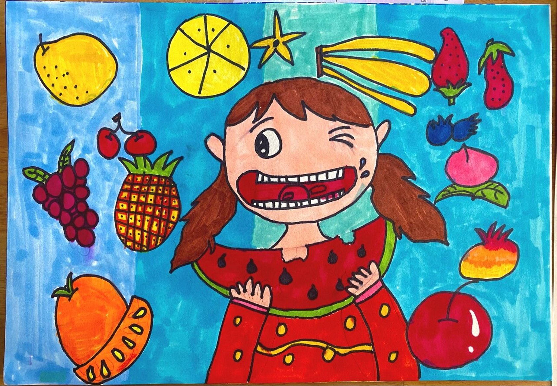 二年级美术丨上册丨《好吃的水果》学生作品 太强了,感觉到了三年级有