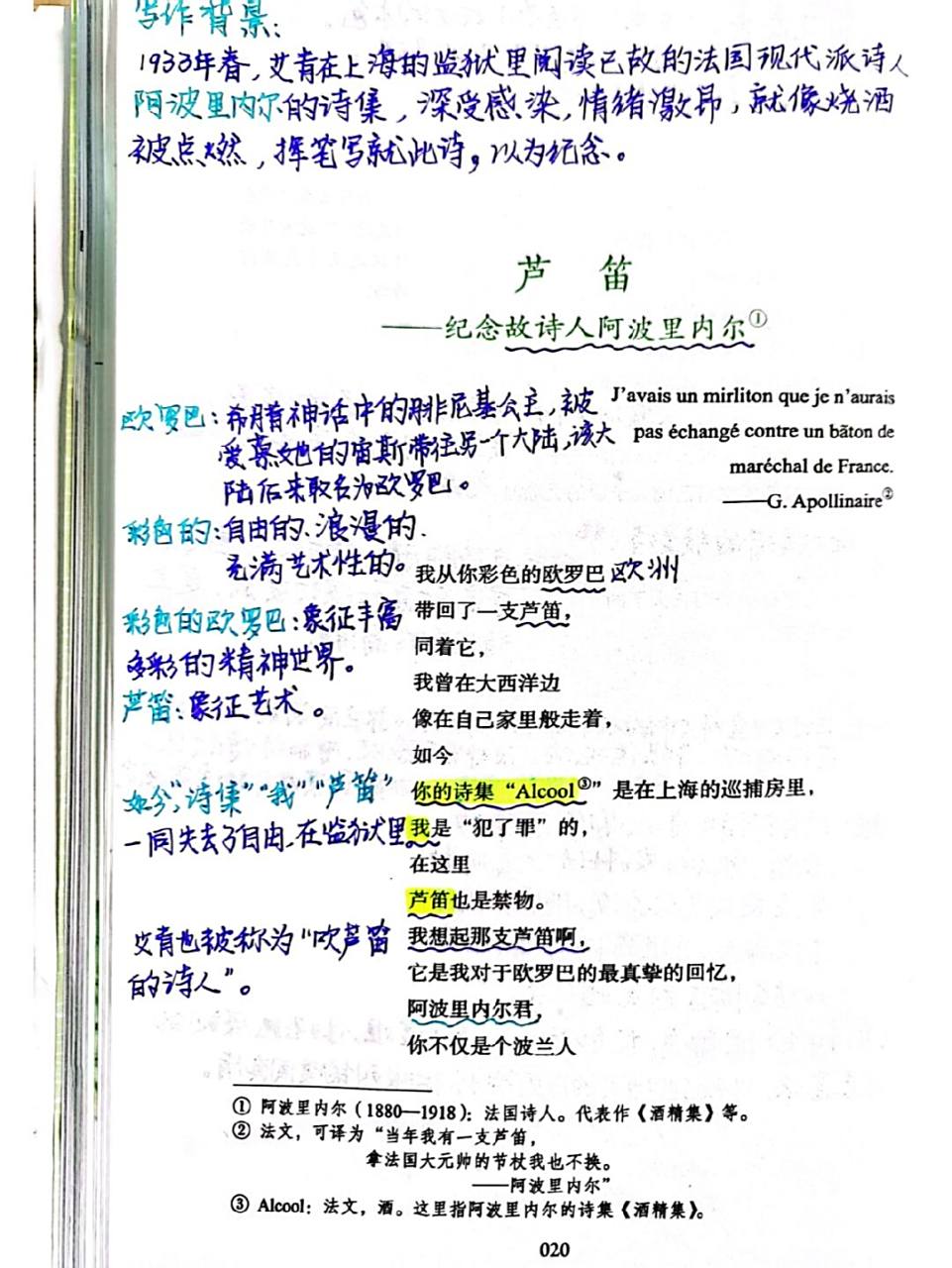 《艾青诗选》—《芦笛》批注