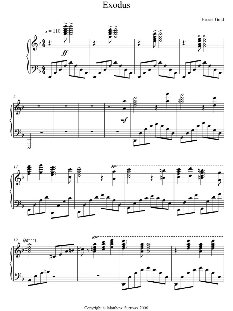 出埃及记 钢琴谱(清晰版)