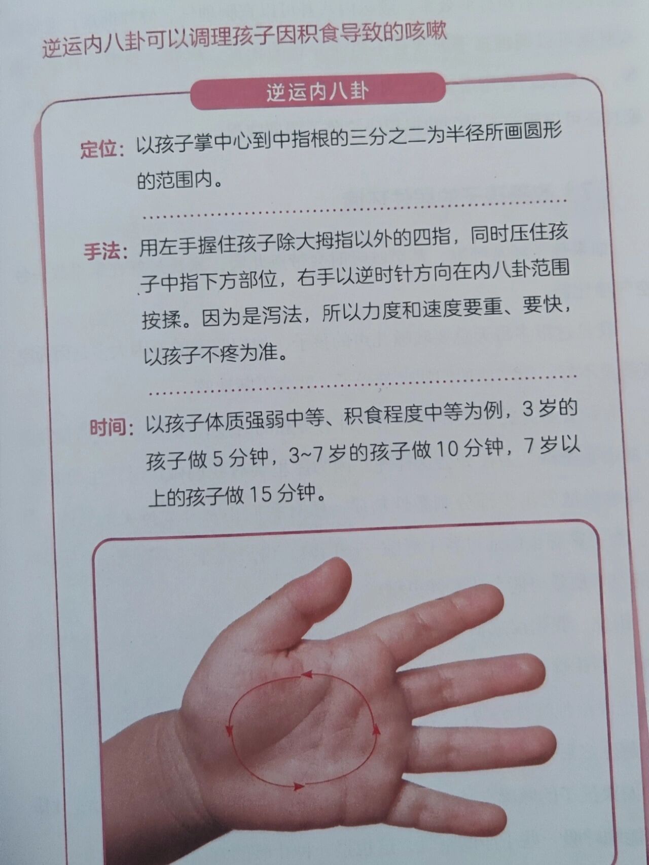 孩子积食导致咳嗽,家长可以用推拿方法 7815内八卦穴是小儿推拿中