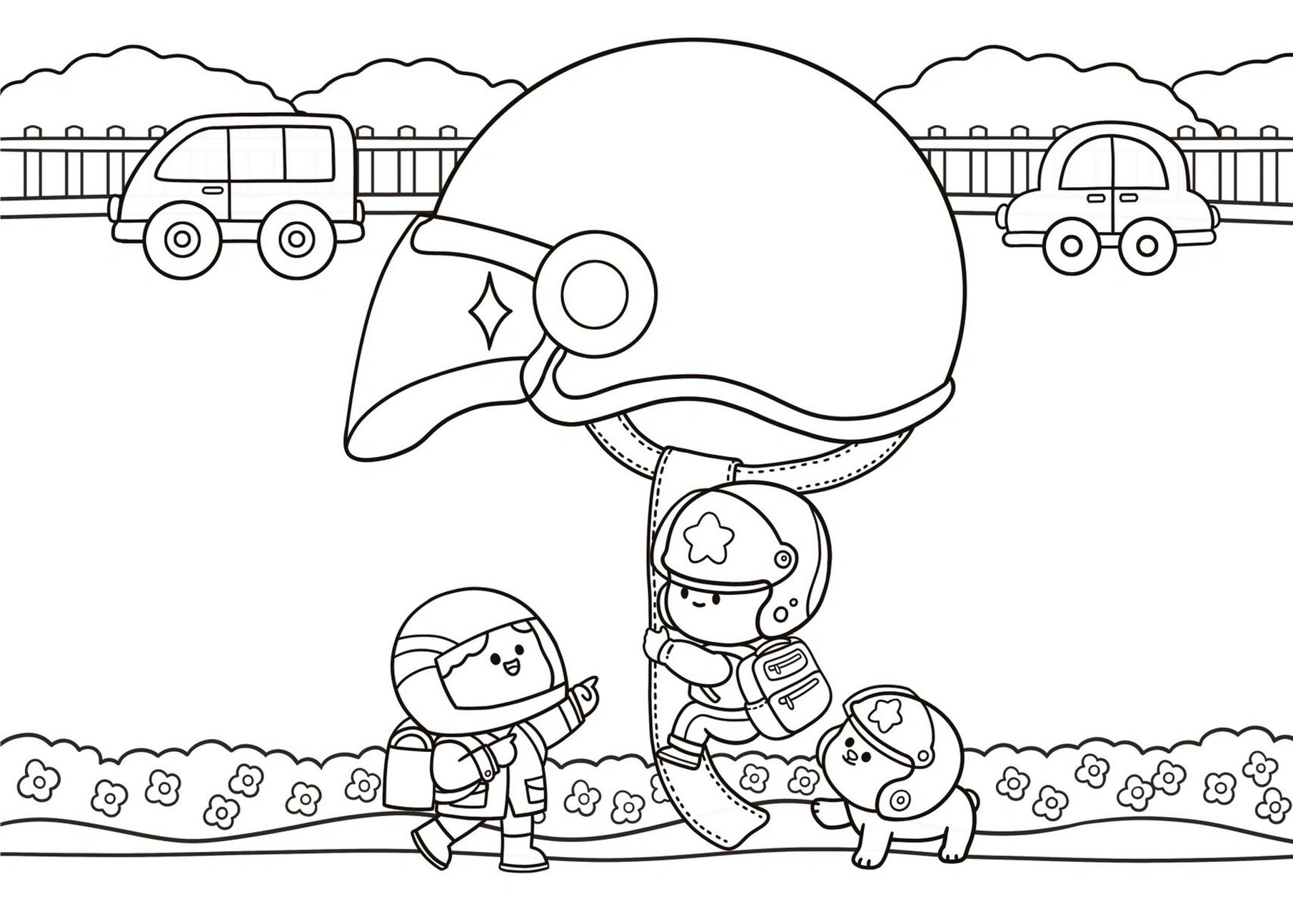 手帐式手抄报模板78出行安全 | 交通安全78 恬花花简笔画小课堂第