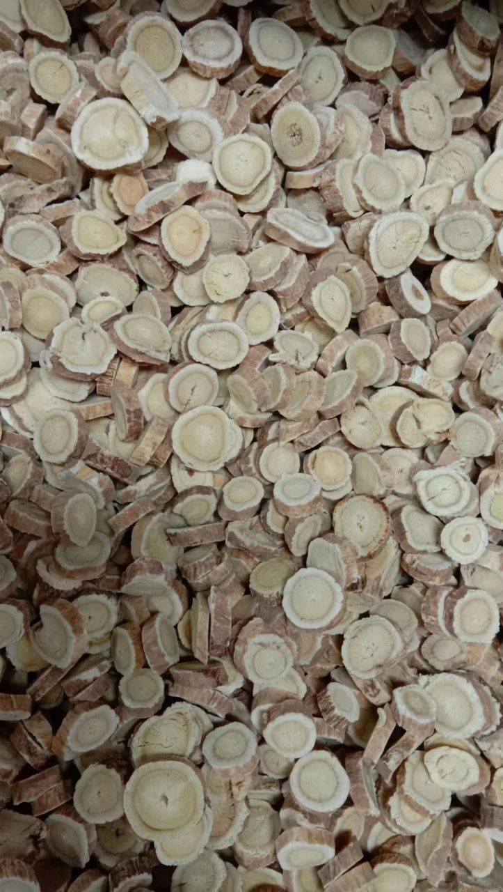 被称为"金井玉栏"的三味药 黄芪,板蓝根,桔梗切面皮部白色,木部黄色