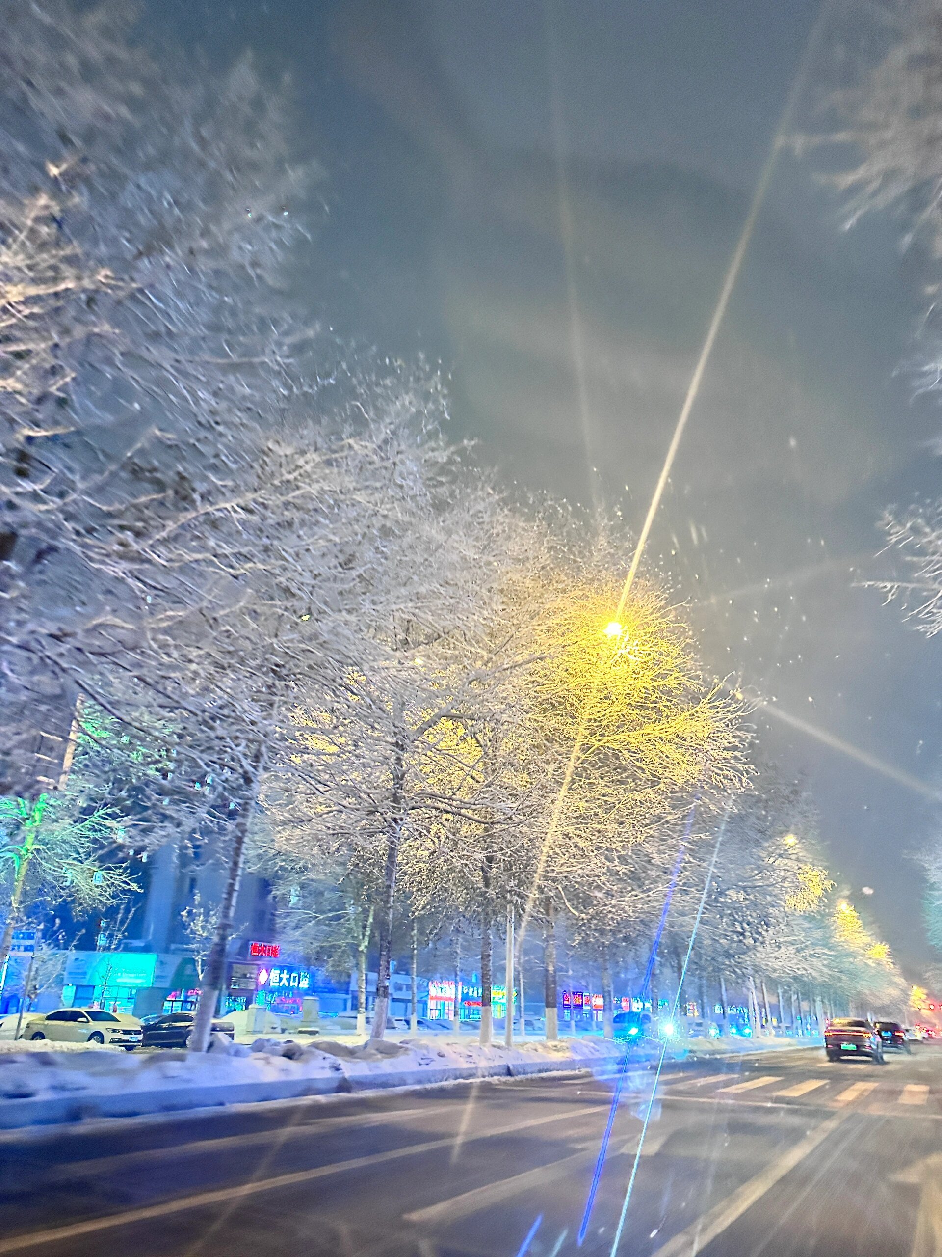 下雪夜景 大街图片