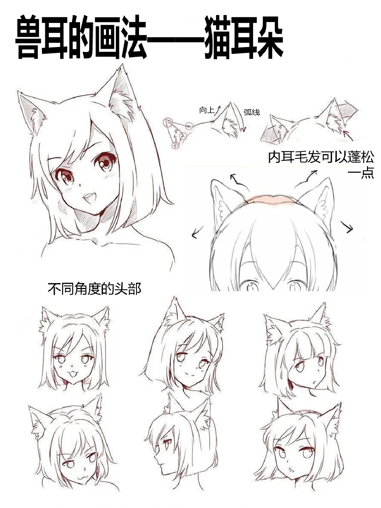 绘画教程|兽耳的画法 今天分享一个兽耳的画法, 非常简单哦,喜欢兽耳