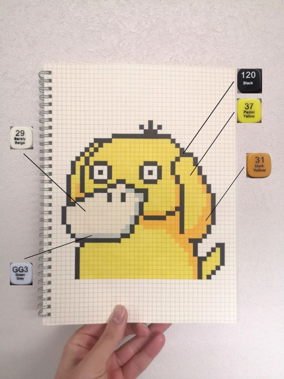 像素画:可达鸭 网格本:a4 #可达鸭# #宝可梦# #像素画# #精灵宝可梦