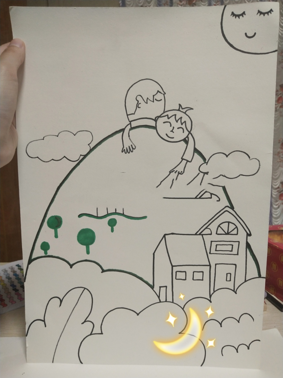 父亲节 创意儿童画 简笔画 彩铅 明天就是父亲节啦 都说父爱如山,今天