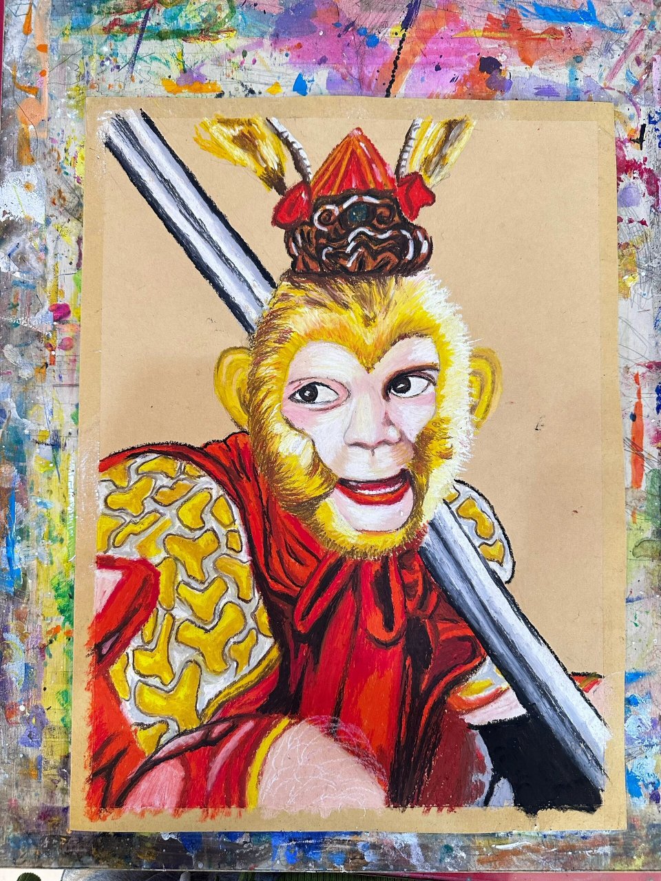 重彩油画棒孙悟空 哈哈哈缺几张步骤图