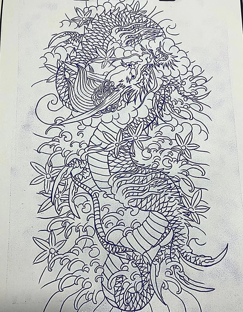 传统盘龙腿纹身线条 武汉龙族纹身 青龙盘腿财运无边盘龙腿纹身彩图与