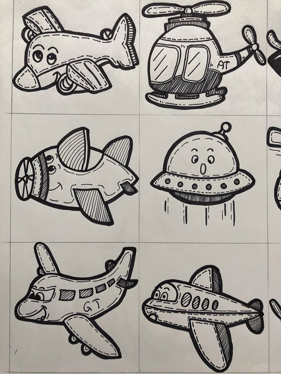 交通工具简笔画|陆海空常见交通工具简笔画 8*8格子,绘画简笔画时,单