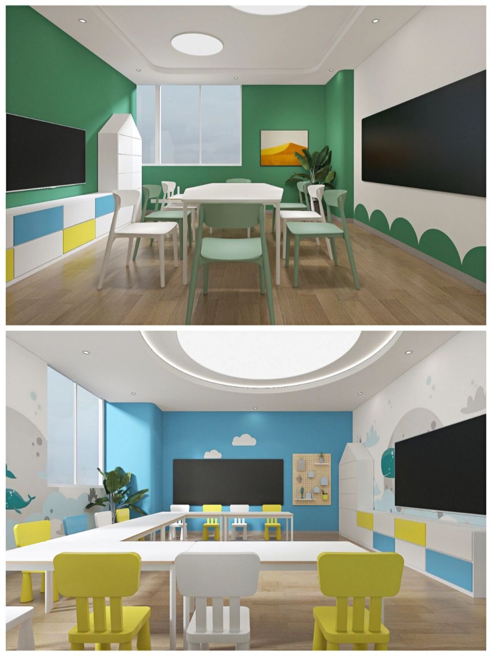美术培训学校绘本馆培训机构设计效果图 与业主是相识了十几年的大学
