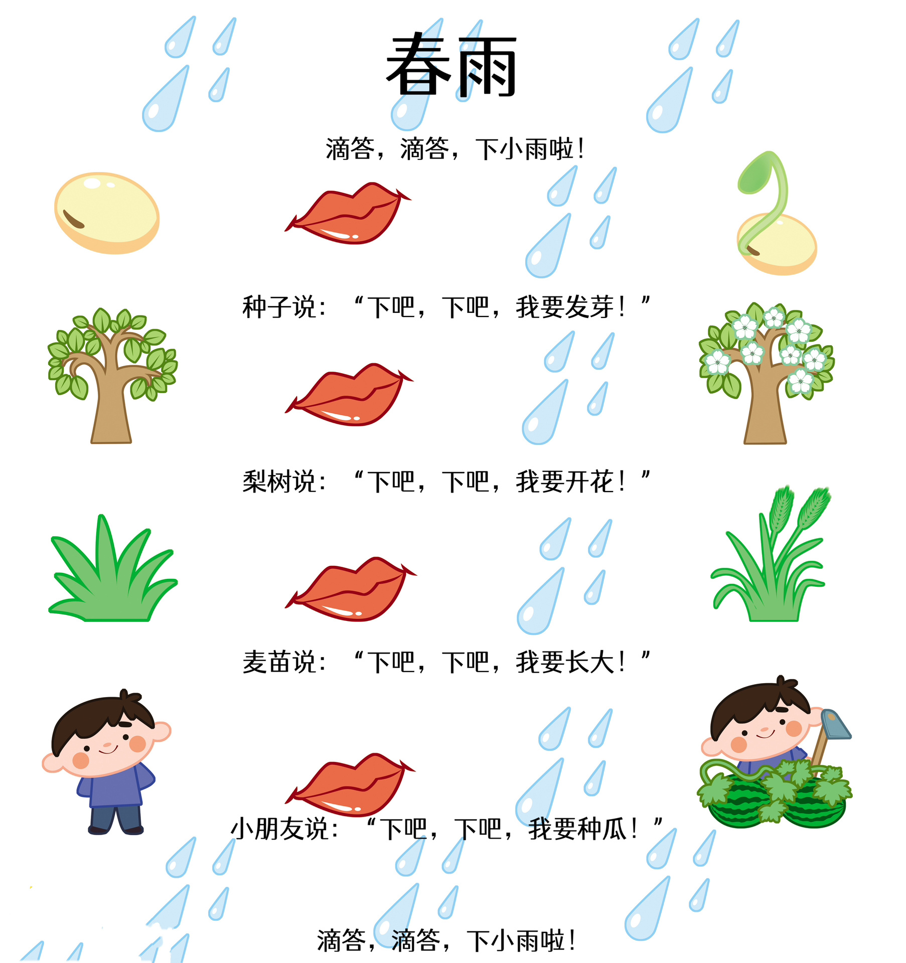 少儿诗歌《春雨》朗诵图片