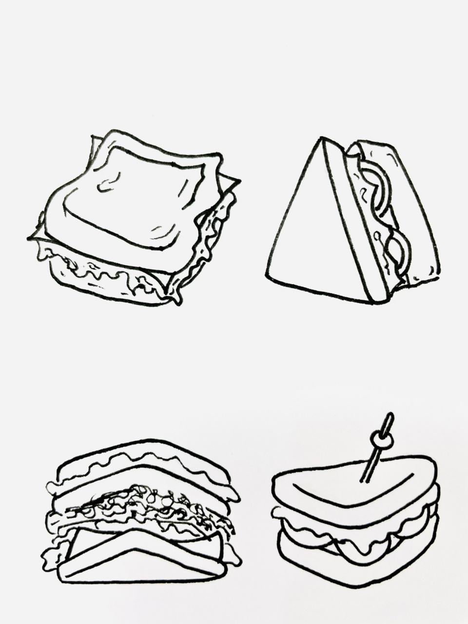 【简笔画】三明治00 分享一组美食简笔画—三明治00 我的最爱之一
