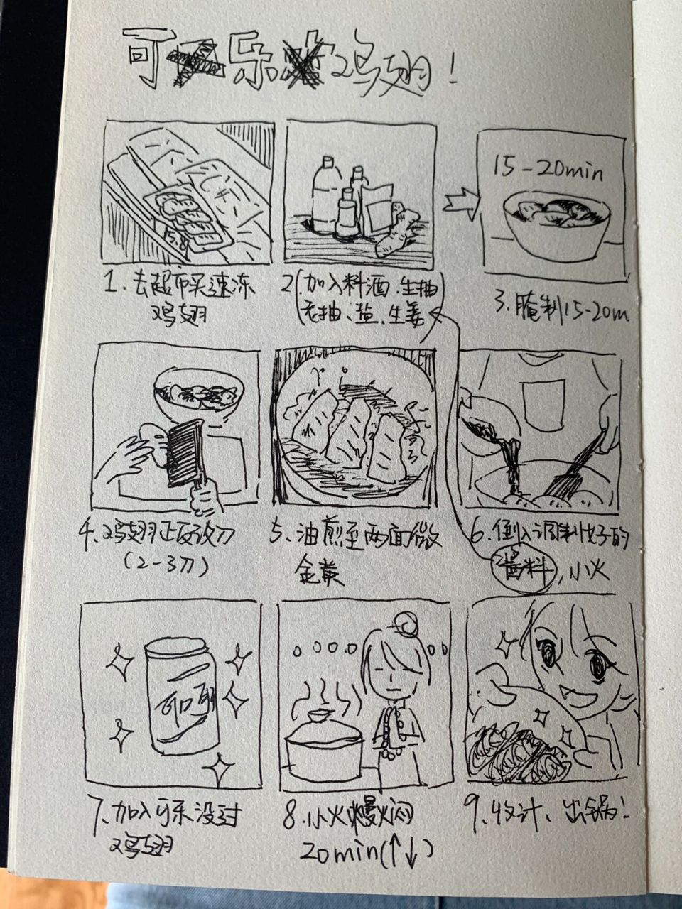 随手画|一个可乐鸡翅伪食谱 最近开始自己做饭啦