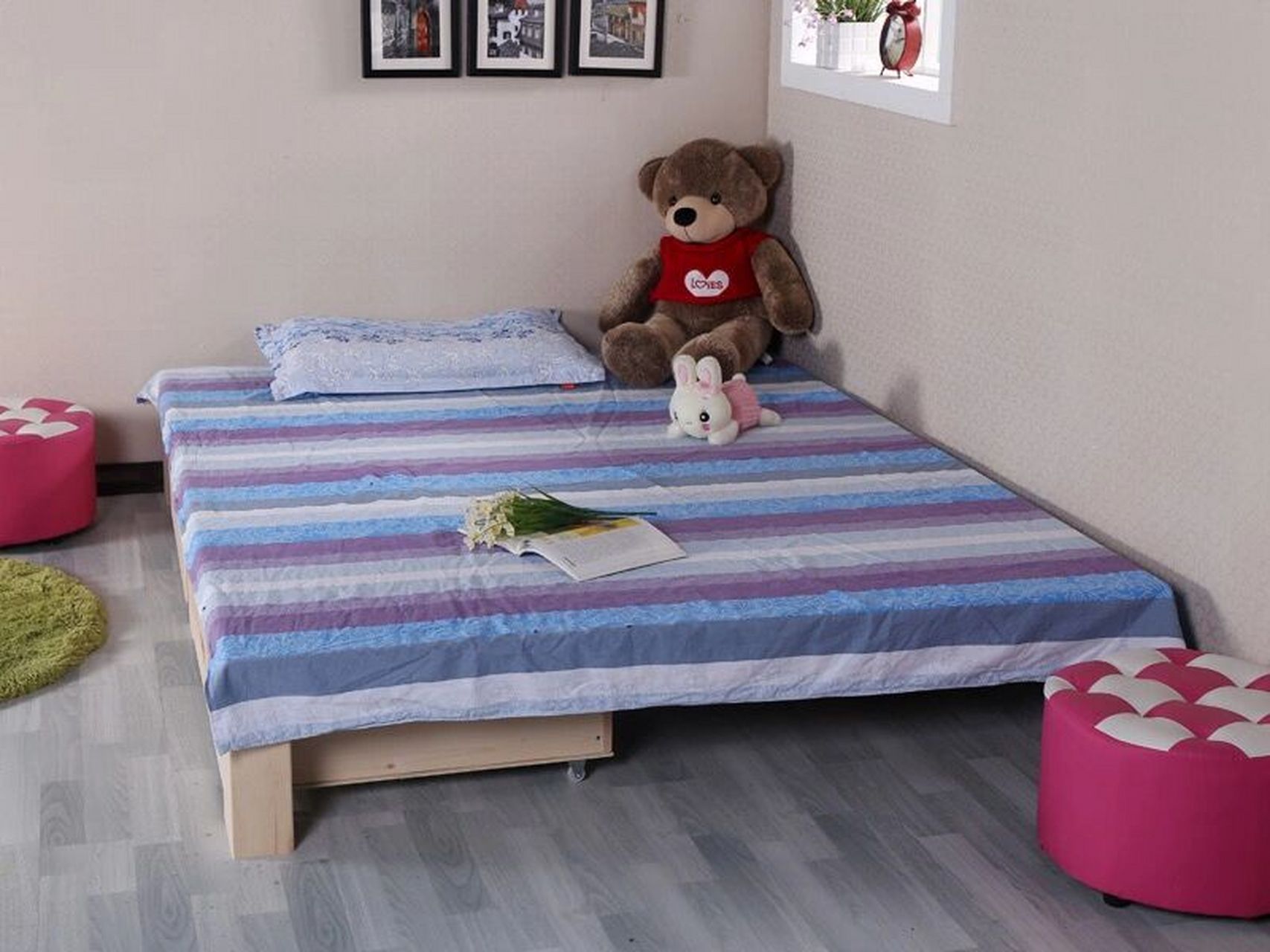 闲置二手木床,便宜卖 1.3米实木床,9.9成新.