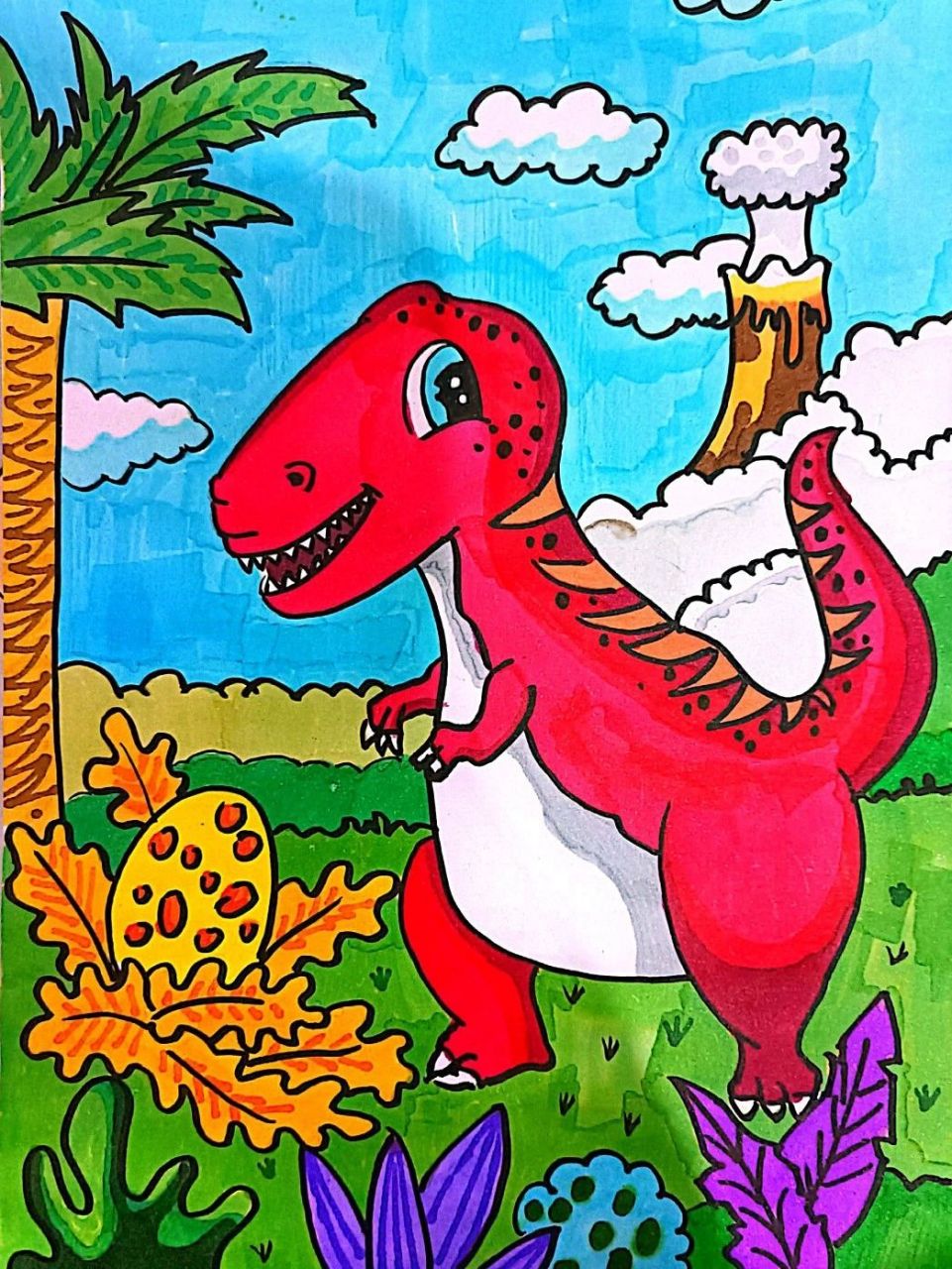 恐龙创意画 画种:创意画 作品:恐龙 此作品为临摹 创作工具:a4纸