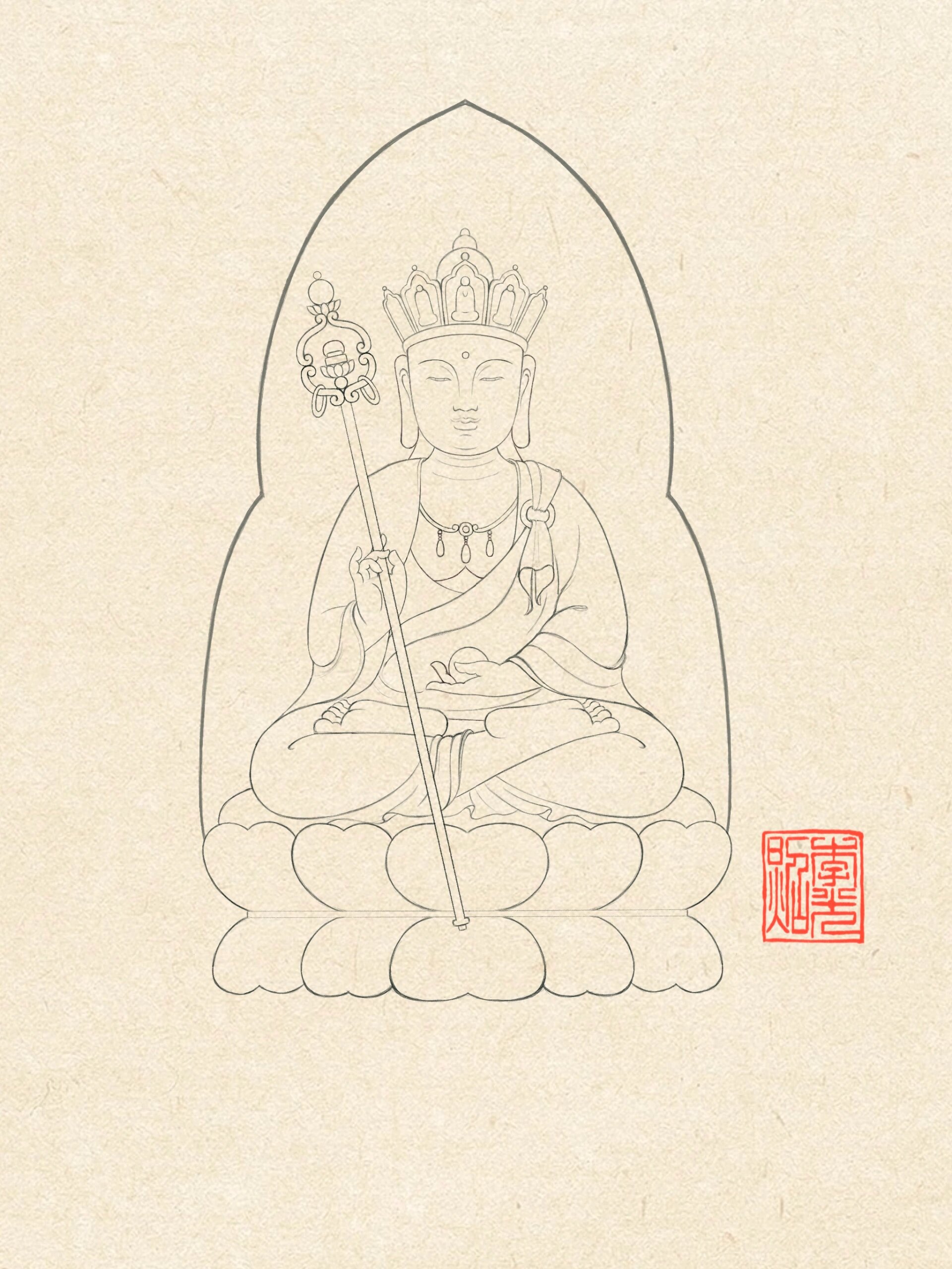 地藏菩萨线稿