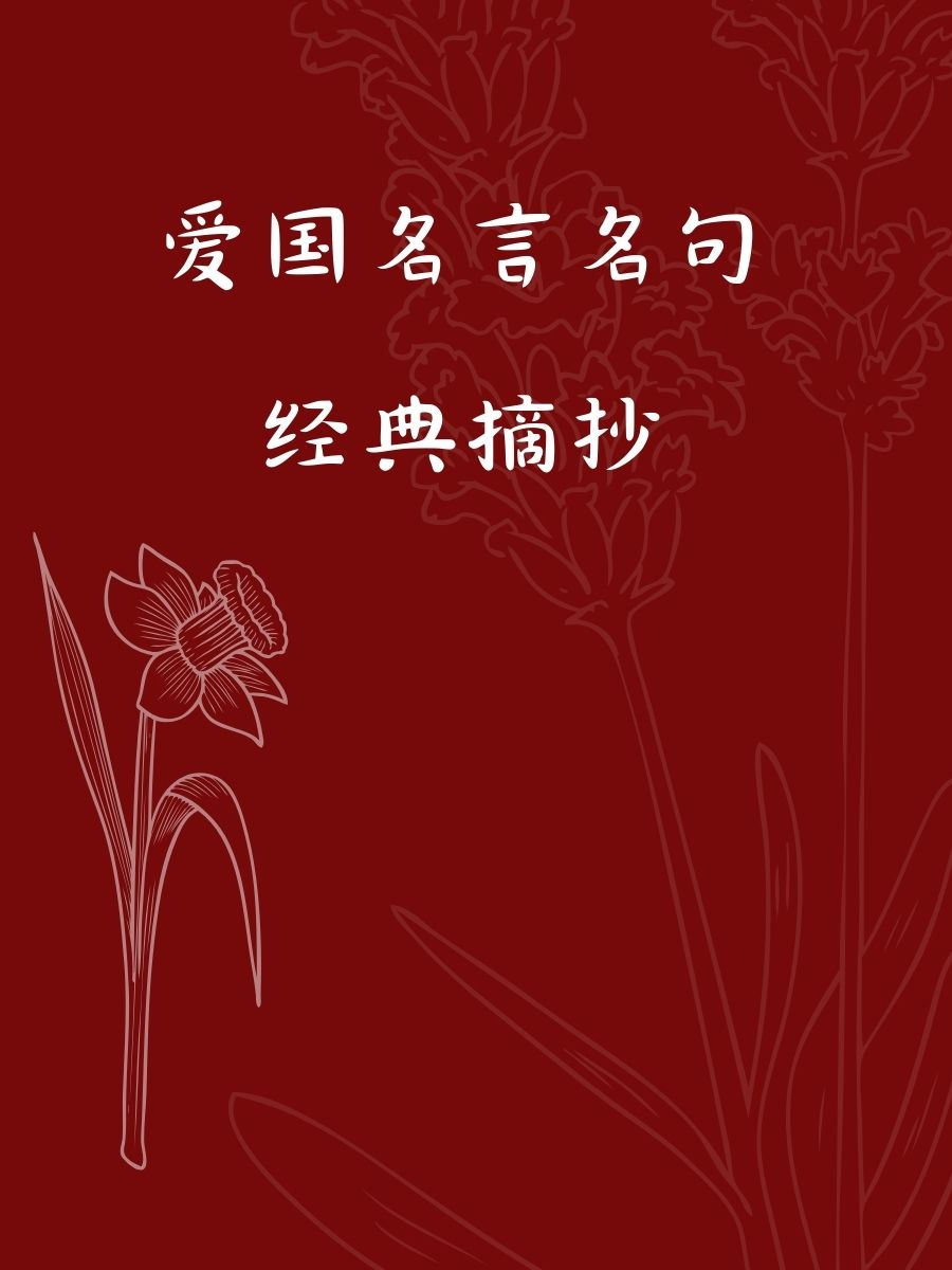 爱国名言名句经典摘抄 1. "国,是心的归宿" 2. "爱中华,情深似海" 3.
