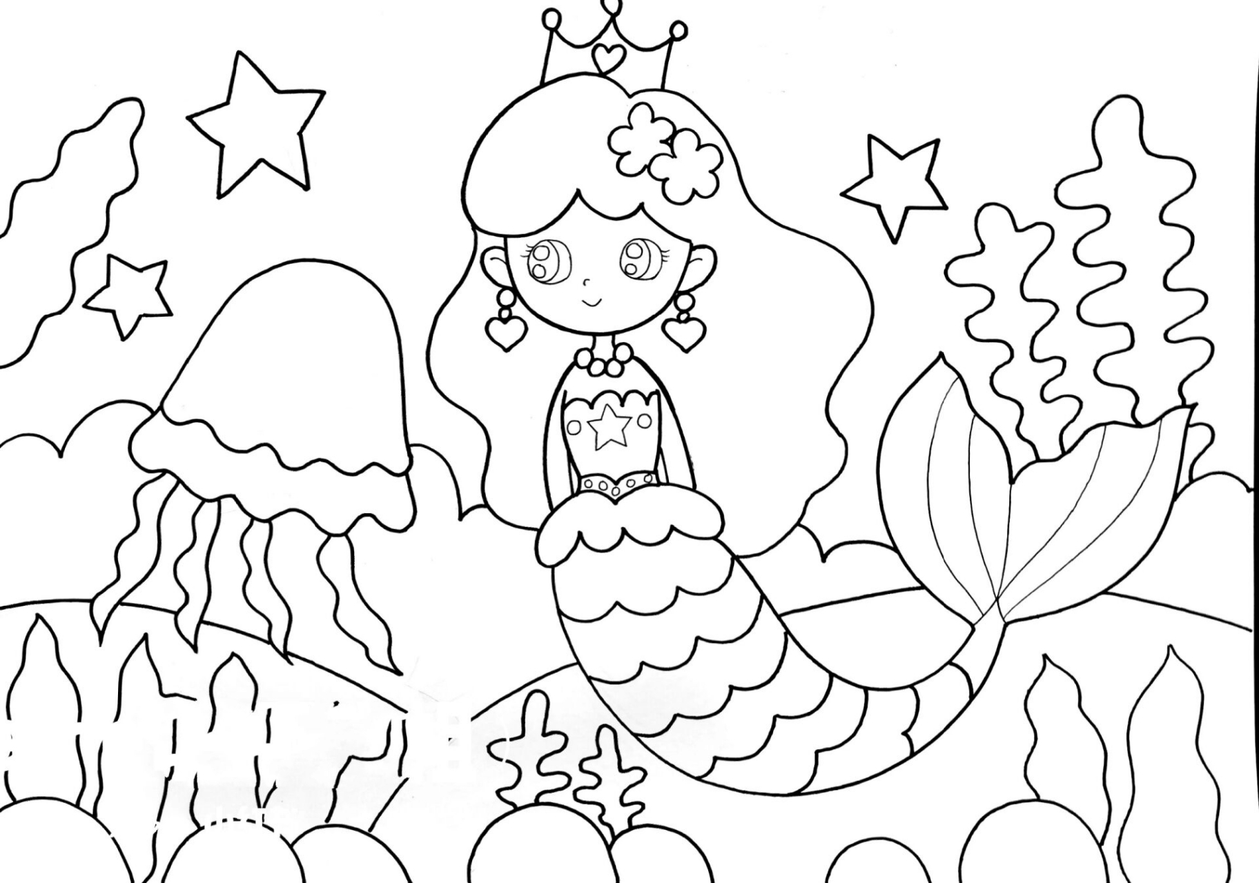 可爱美人鱼儿童画 适合幼儿园大班以上小朋友969494 原创作品