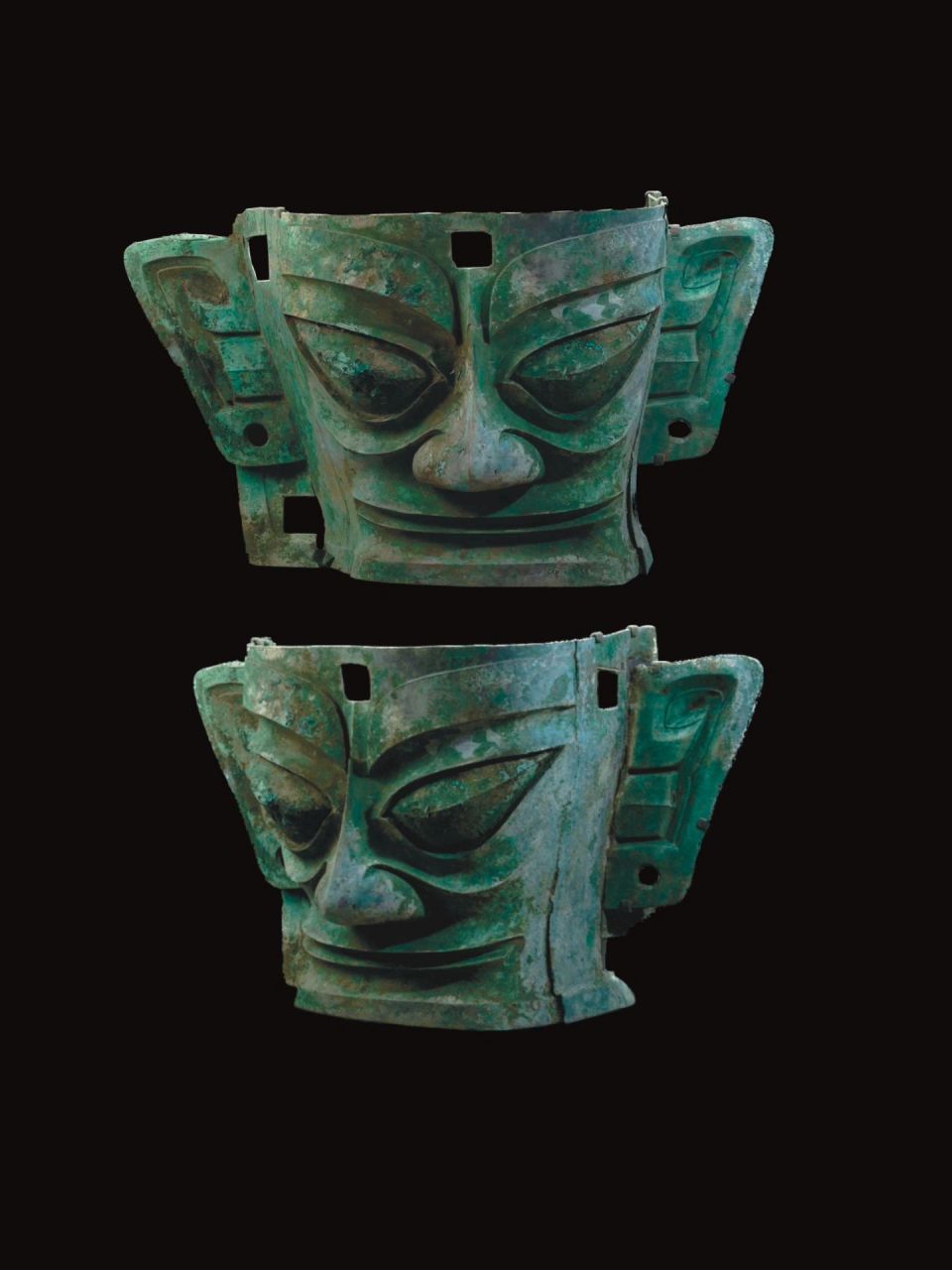 三星堆文物|青铜面具 三星堆遗址共出土青铜人面具20余件,分大,中