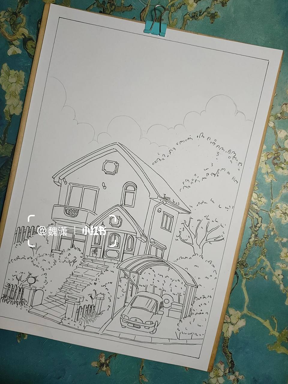 马克笔风景画(宫崎骏动漫图一)线稿             临摹了宫崎骏动漫里