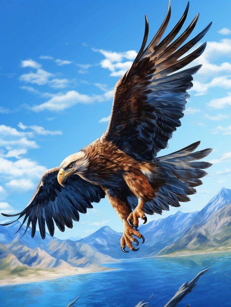 雄鹰展翅,翱翔于天空