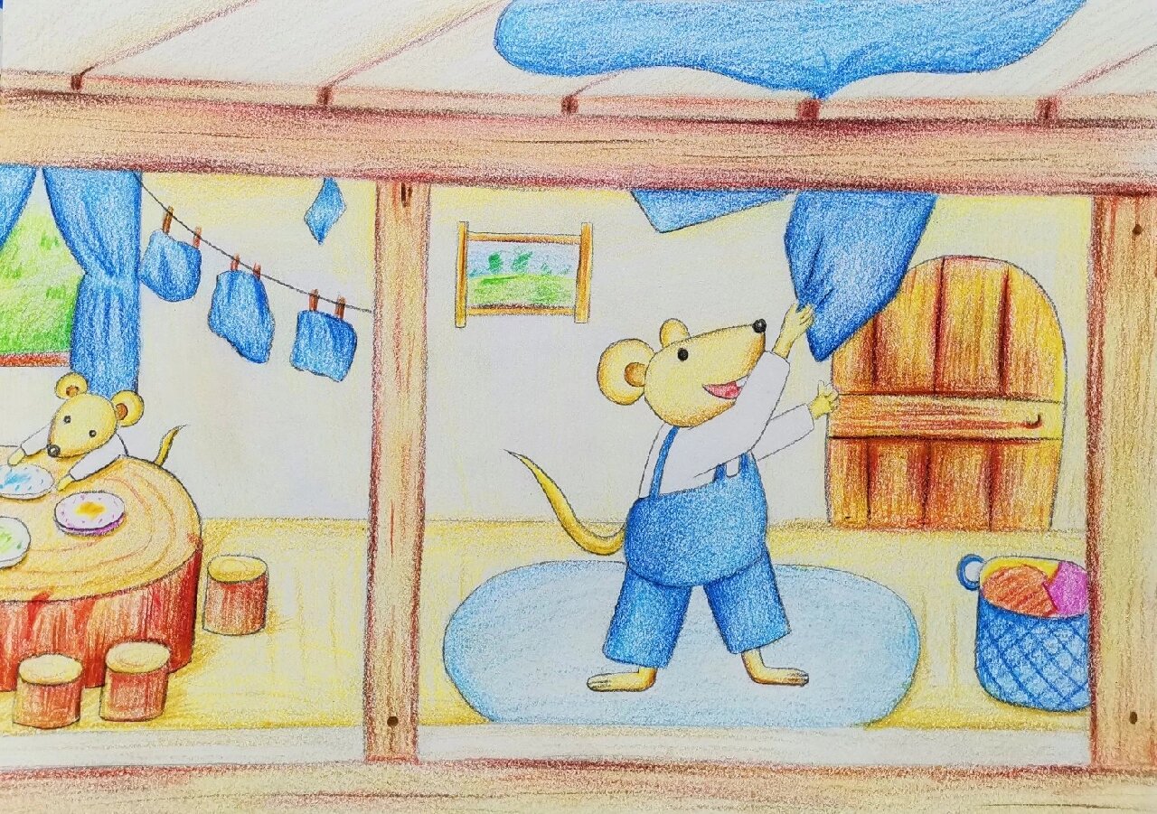 《爷爷一定有办法》绘本彩铅绘制