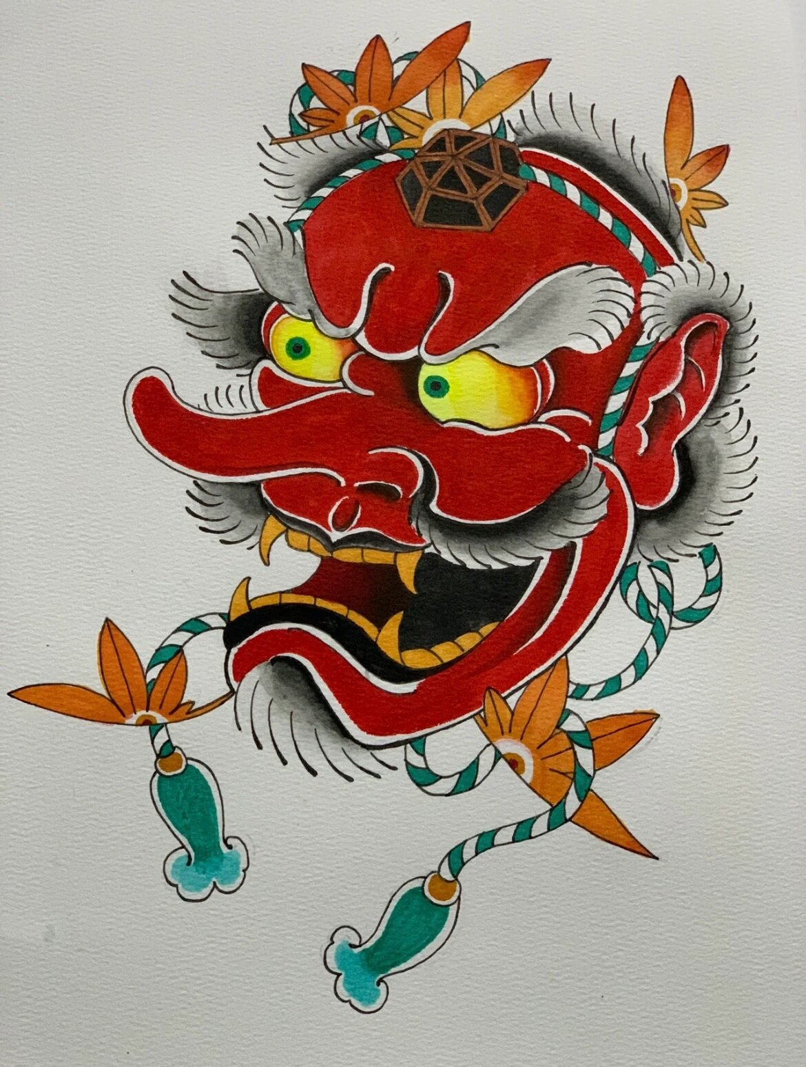 天狗纹身手稿 日式老传统小图,天狗纹身手稿