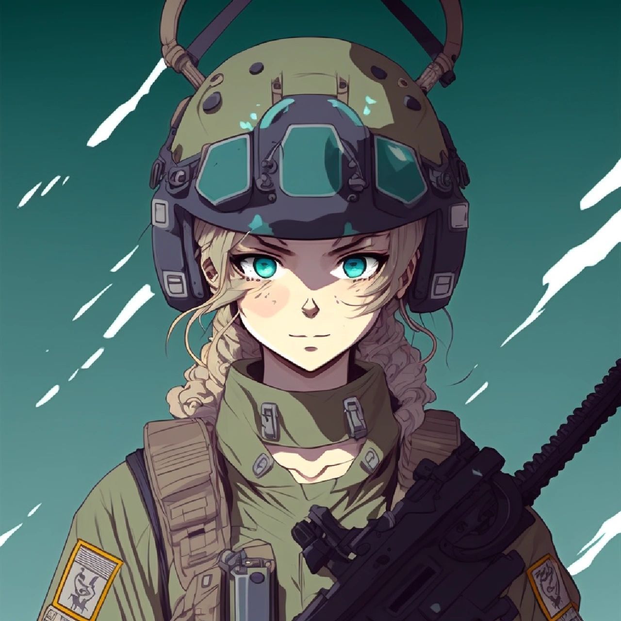 动漫风格的士兵女孩头像  	           	 动漫风格的士兵女孩