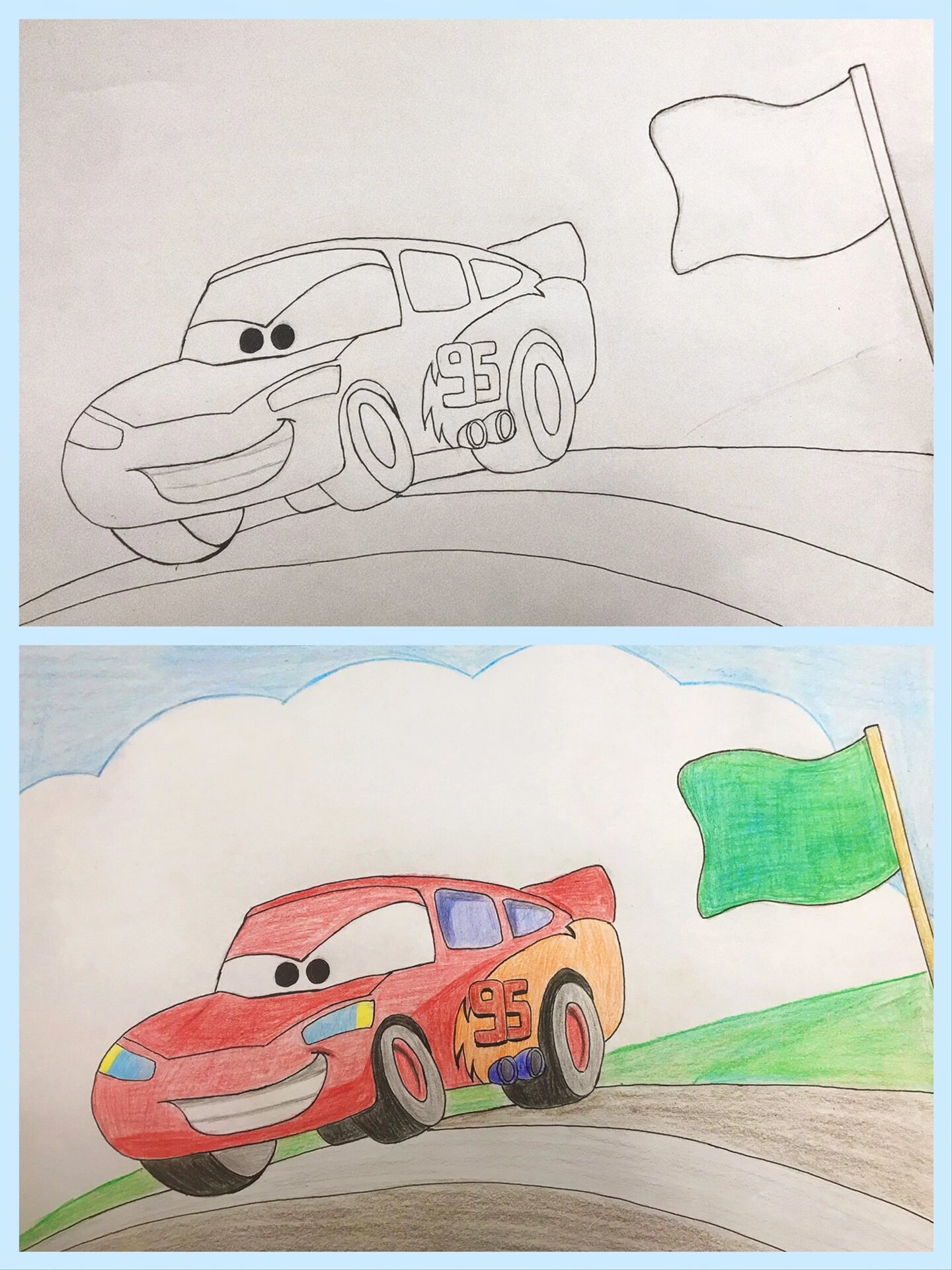 简笔画|赛车闪电麦昆