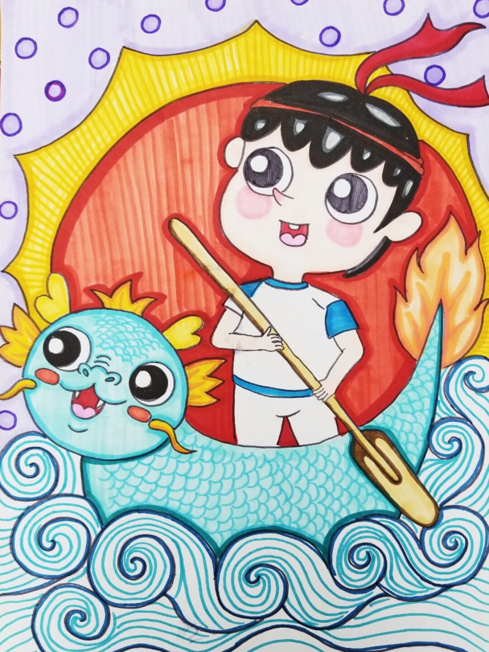 马克笔动漫人物 q版#马克笔#端午#节日主题#龙舟#儿童画# #马克笔手绘