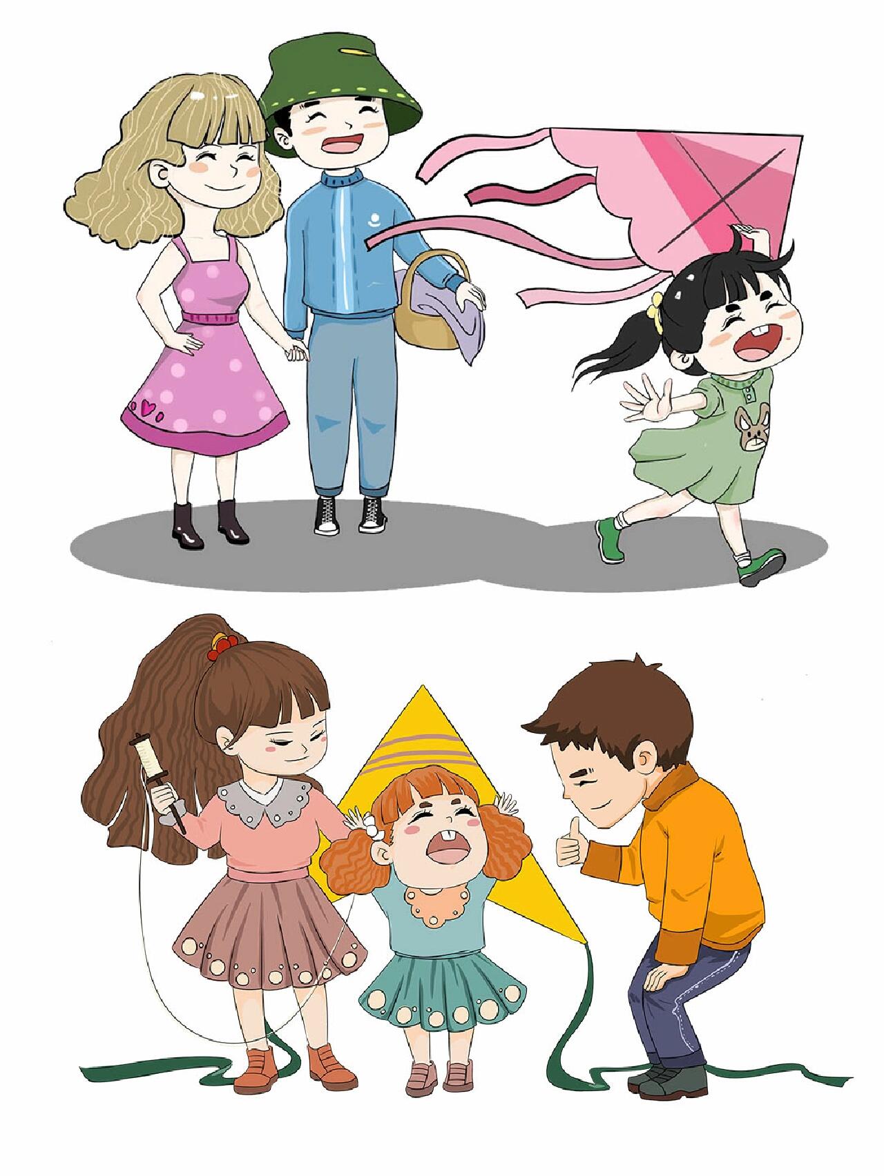 放风筝的孩子卡通免扣素材分享