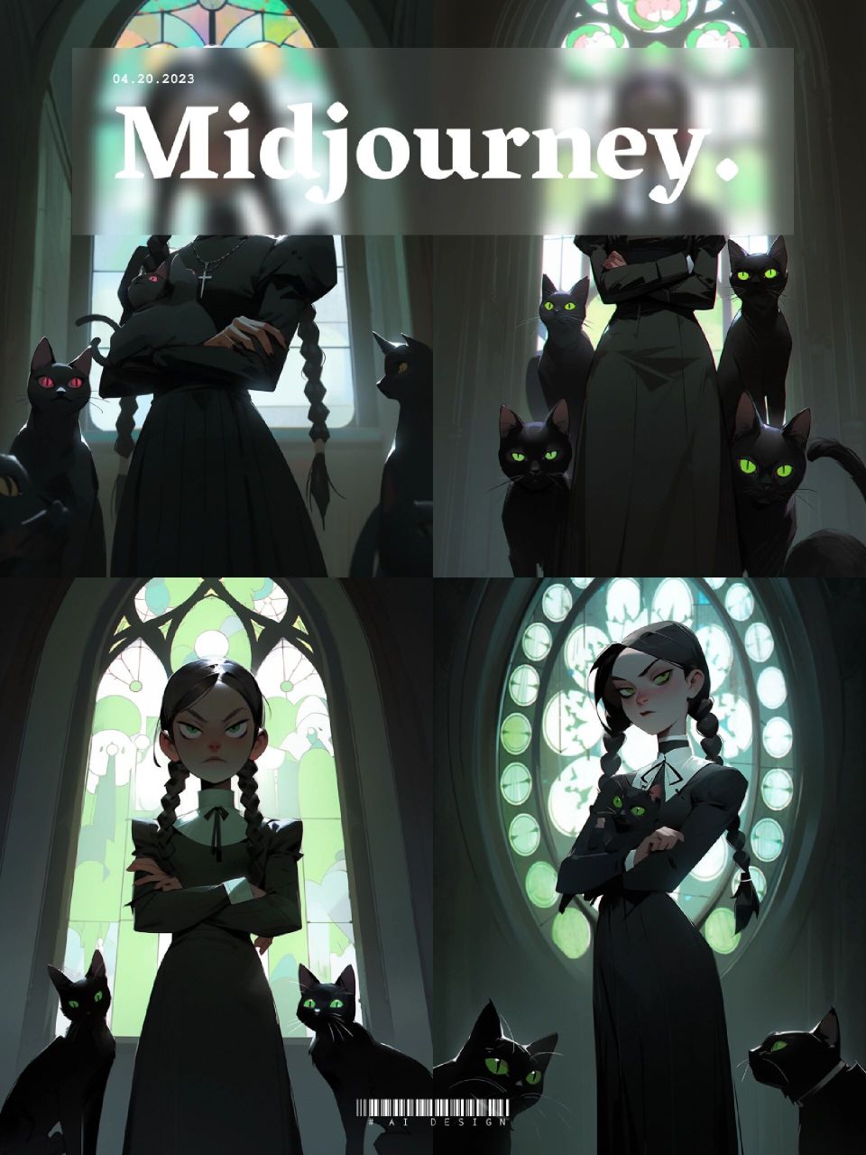 midjourney|星期三亚当斯 9999咒语:gothic-style, evil gaze