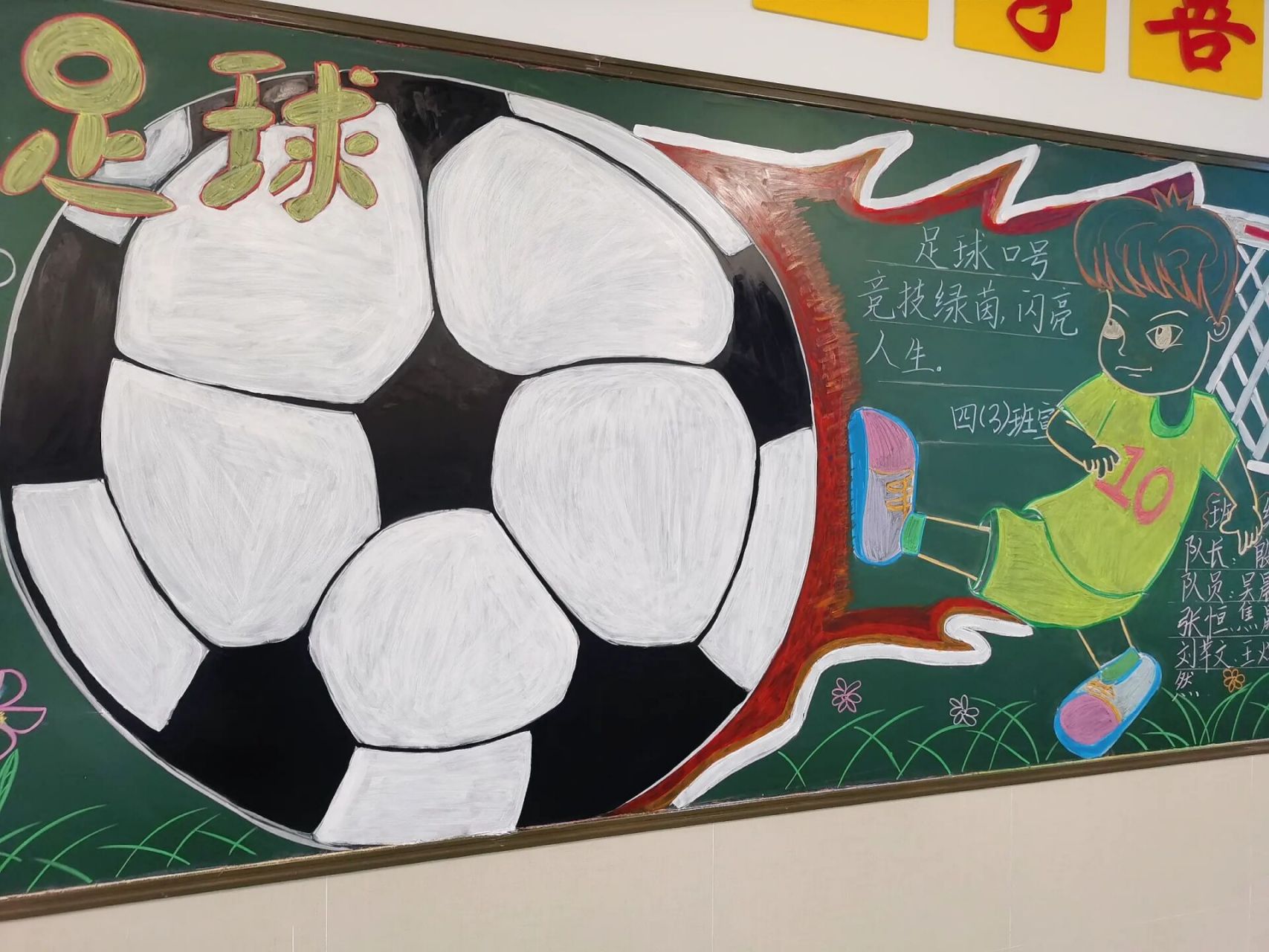 足球黑板报出好啦 花了近一天的功夫,终于出好了!