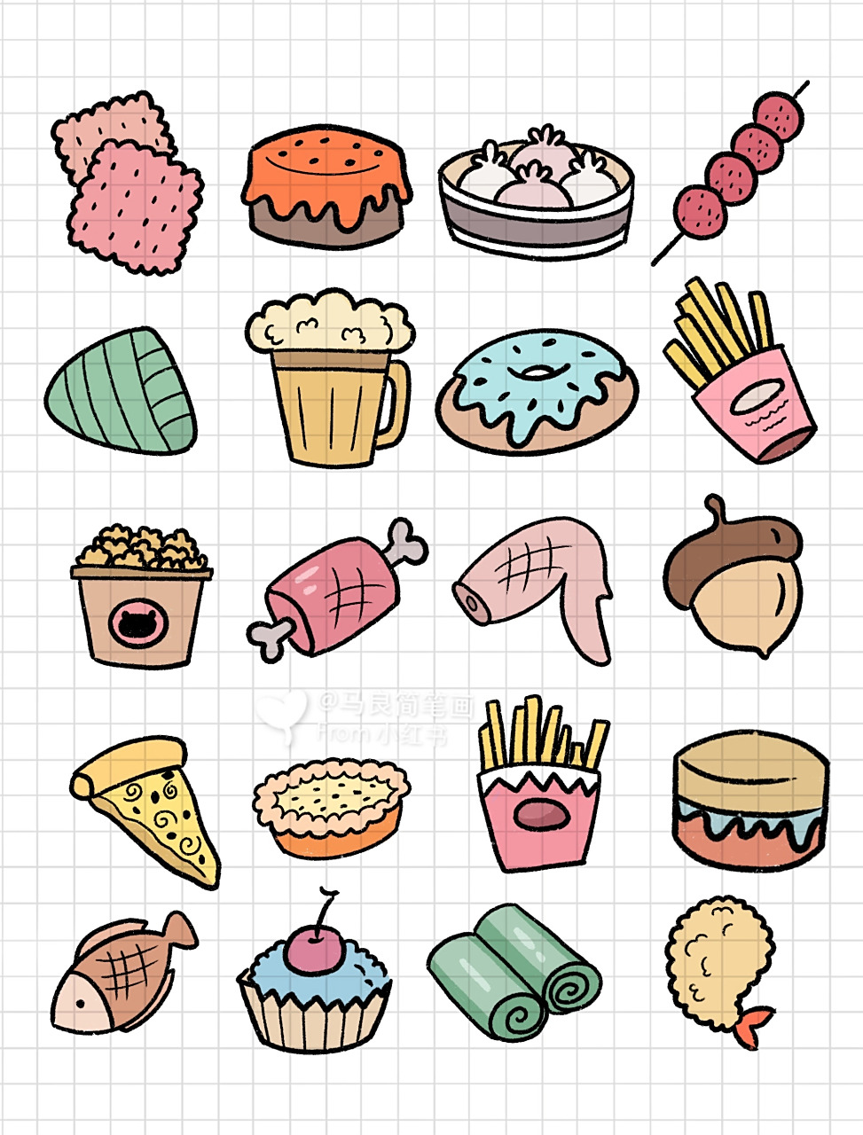 简笔画|手绘食物 美食手账素材儿童插画可爱 有些事情不是看到希望才