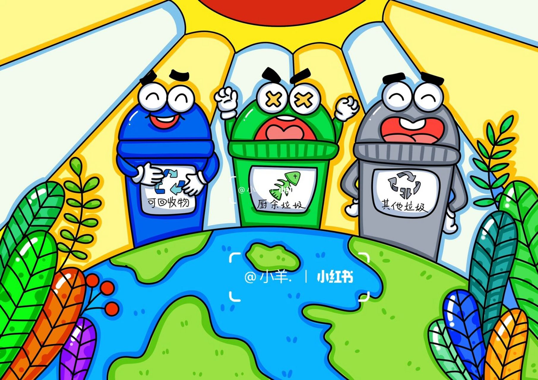 环保主题画 保护环境 简单 9615线稿 #创意美术儿童画# #儿童画