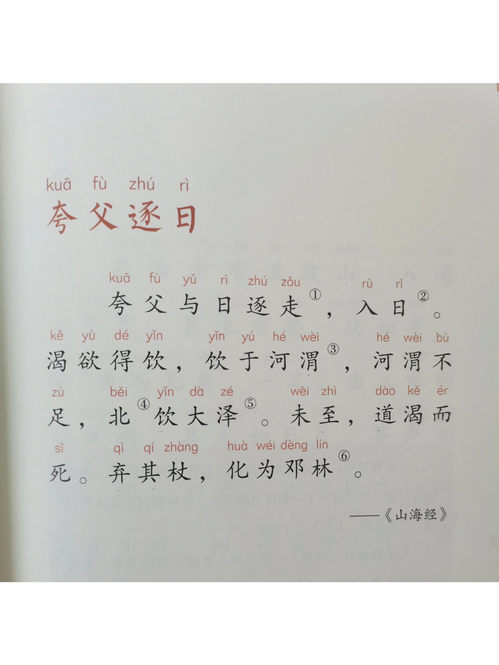 文言日诵《夸父逐日》 译文:夸父与太阳赛跑,到了日落的地方.