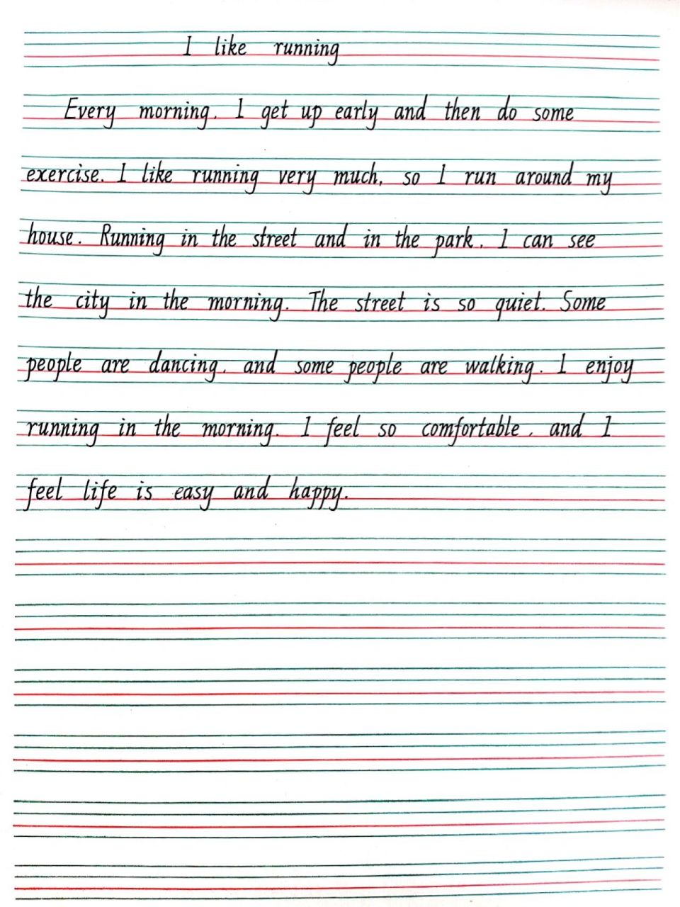 小学英语范文97我喜欢跑步9699 今日份英语小作文分享来啦99