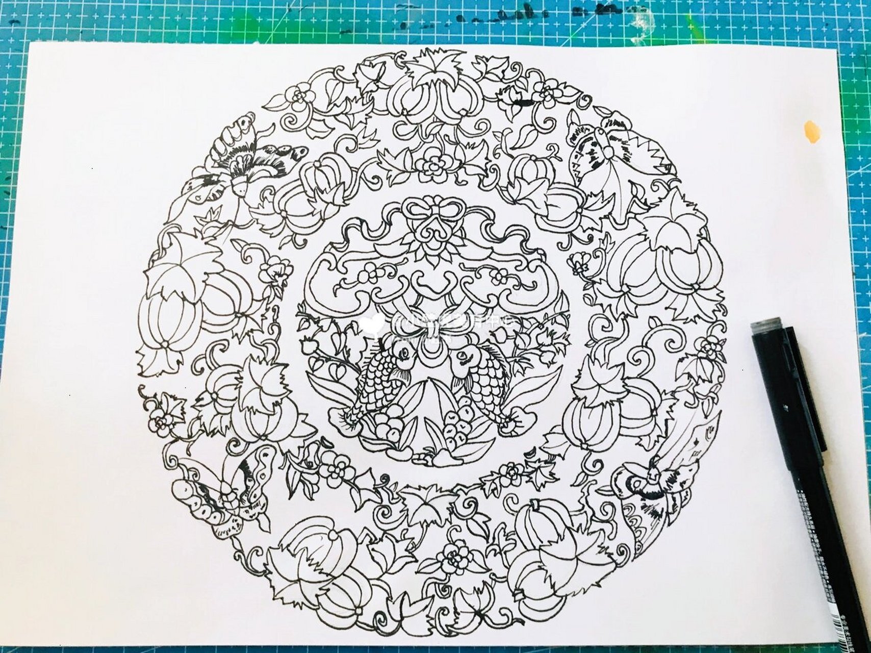 中国传统吉祥图案瓜瓞绵绵 93图为"蝴蝶""瓜""瓜蔓" 93大瓜与小瓜