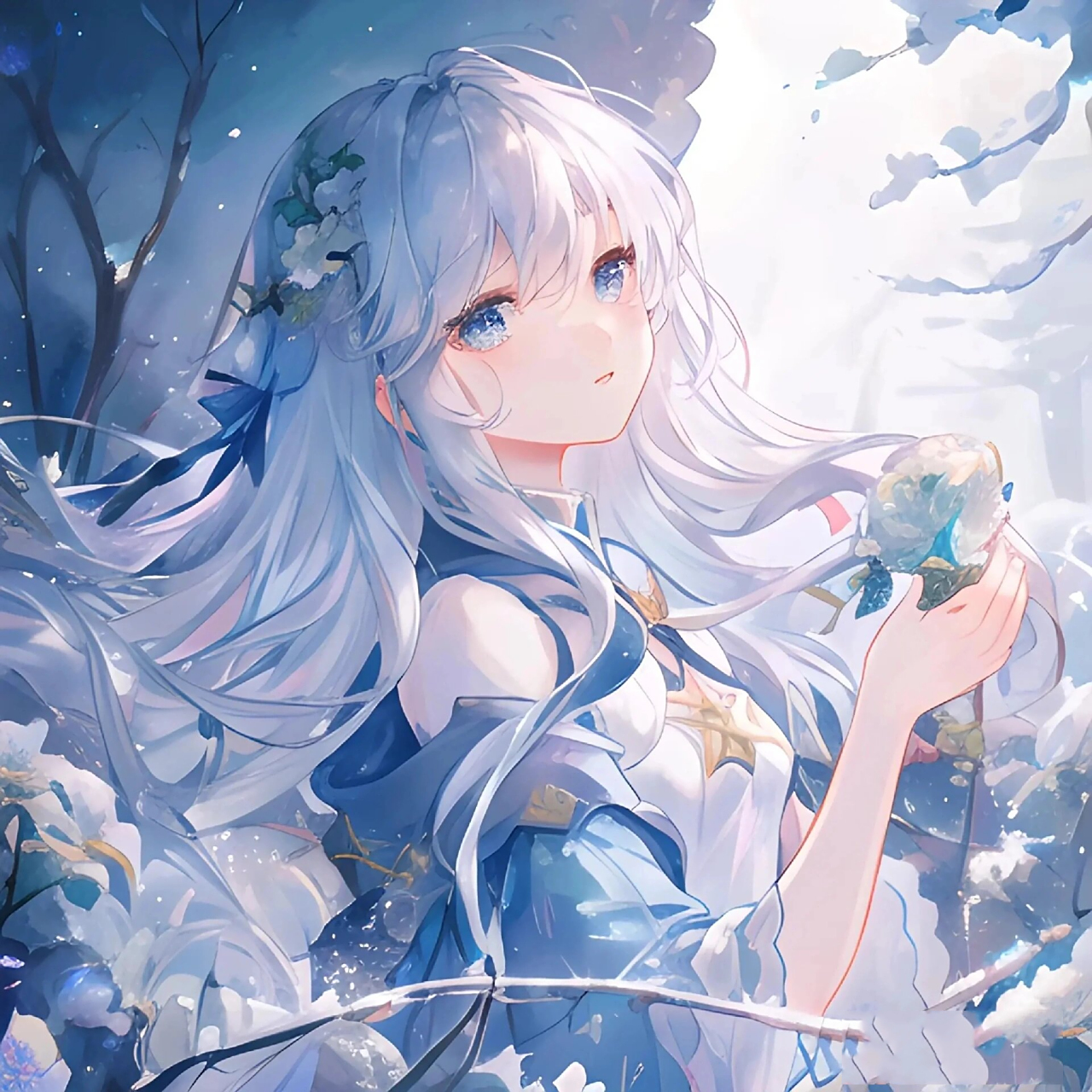 白蓝色系女生动漫头像 原创隅悸动 不喜勿喷 不是原创 原创作者是隅