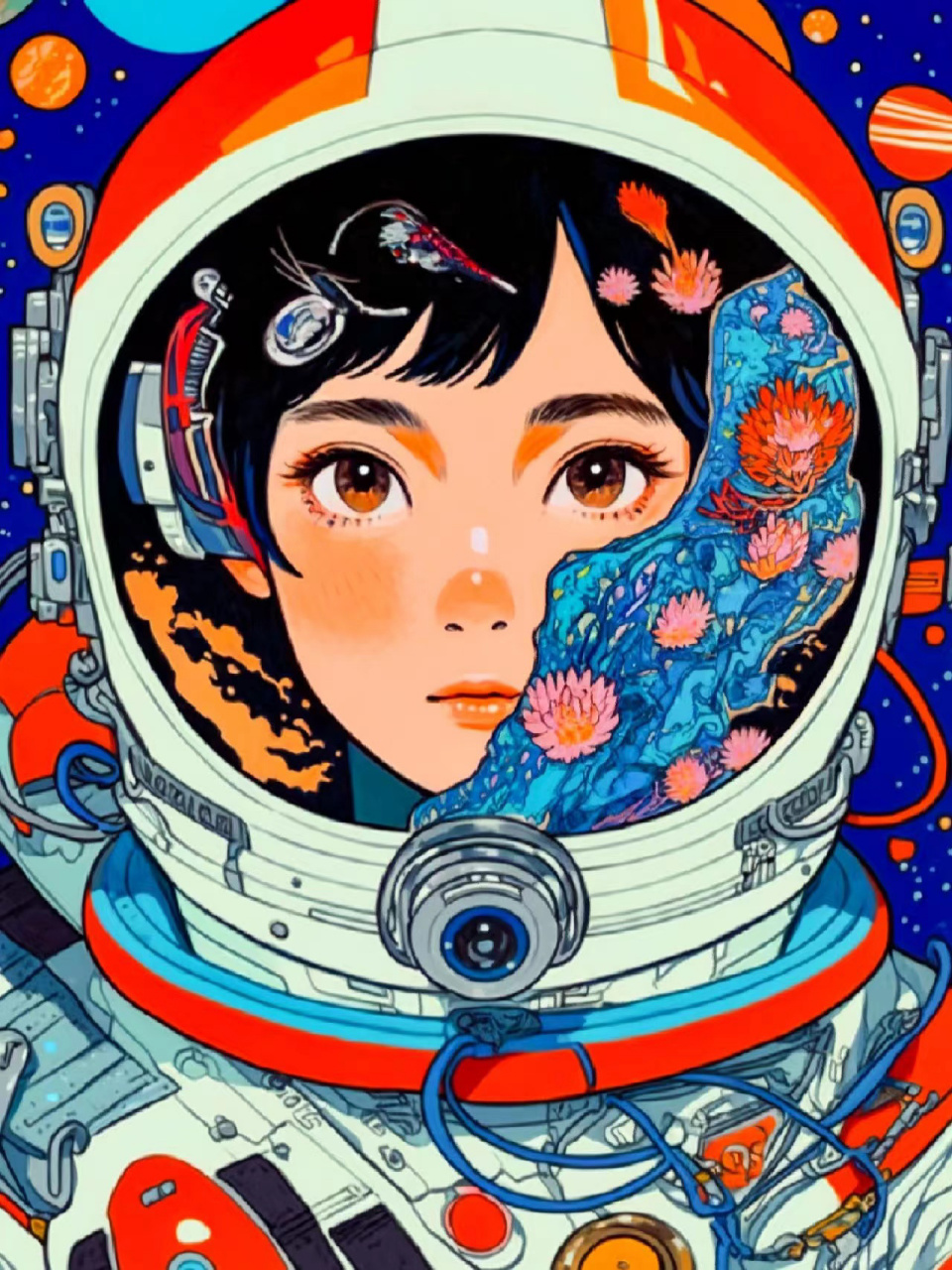 视传考研手绘|科技梦幻主题插画素材97 宇航员人物素材参考,适用