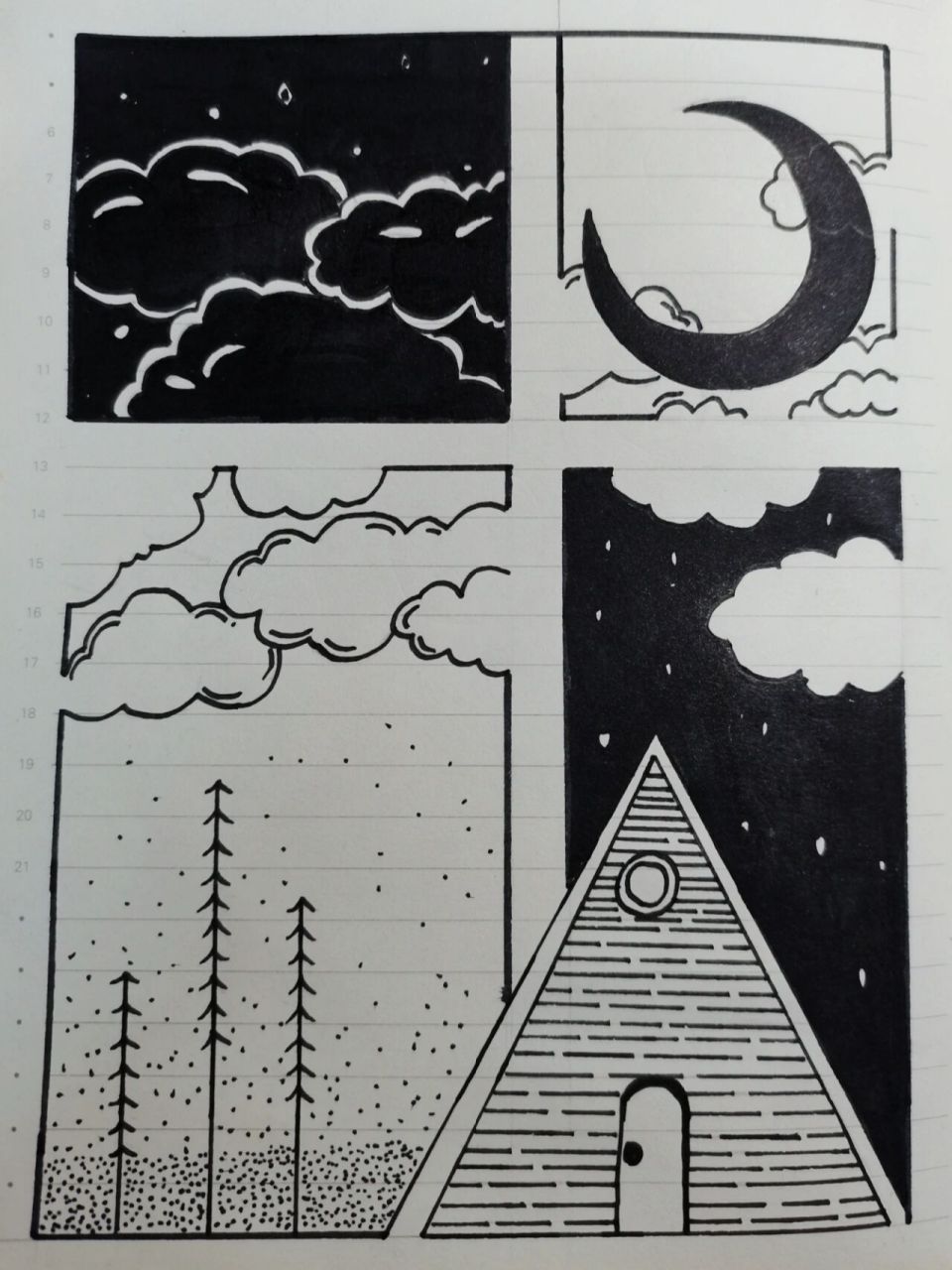 黑白简笔画,简单新手 这个画出来真的好好看哦   笔:樱花 英雄马克笔