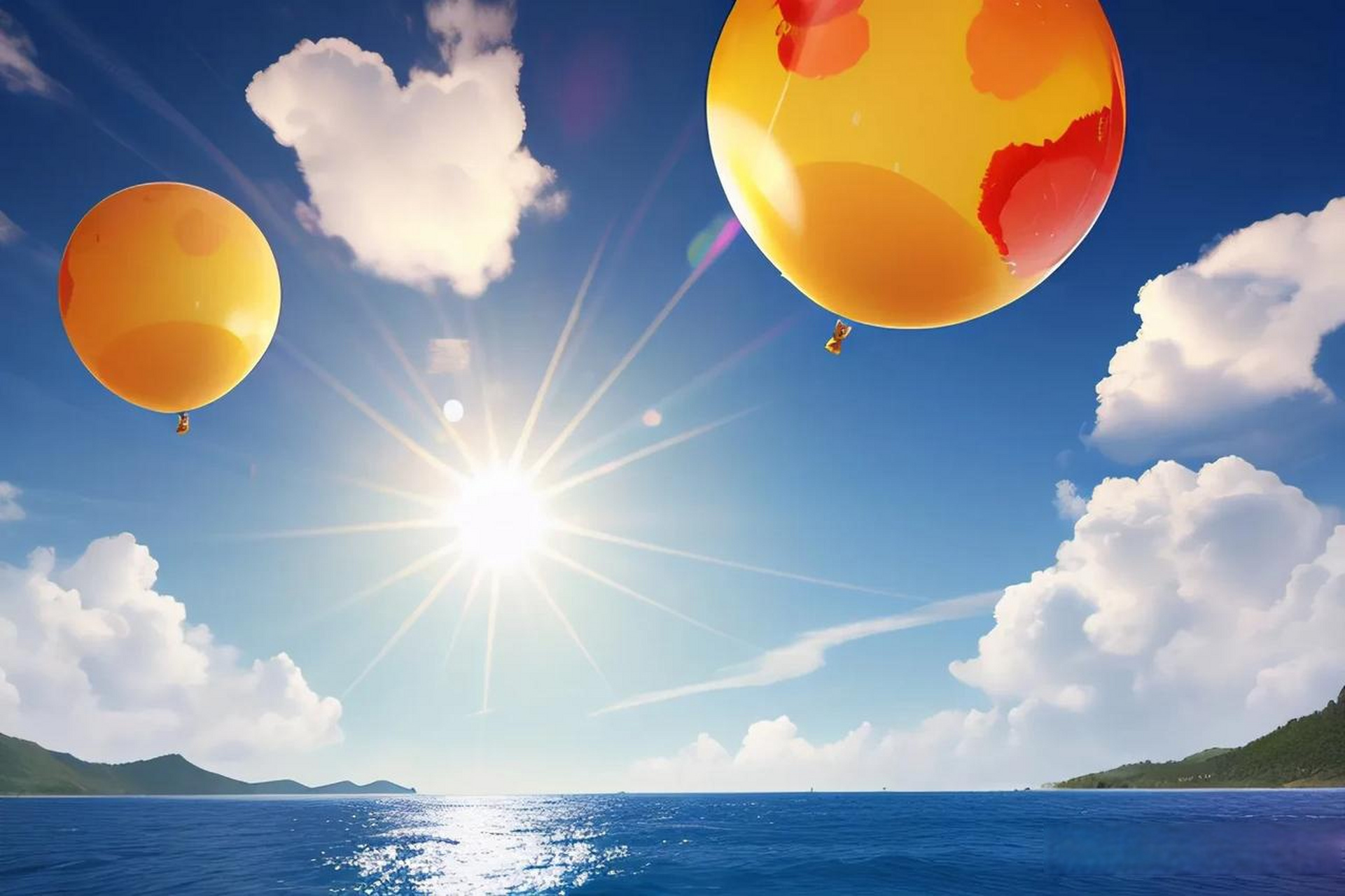 《夏日》  炎炎夏日,烈日当空, 阳光洒向大地,万物苏醒.