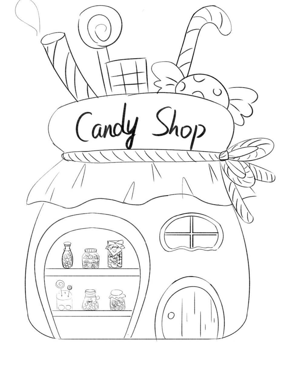 一周一绘 "糖果店" 做图灵感,因为是糖果店,所以我外形是一个糖果瓶子
