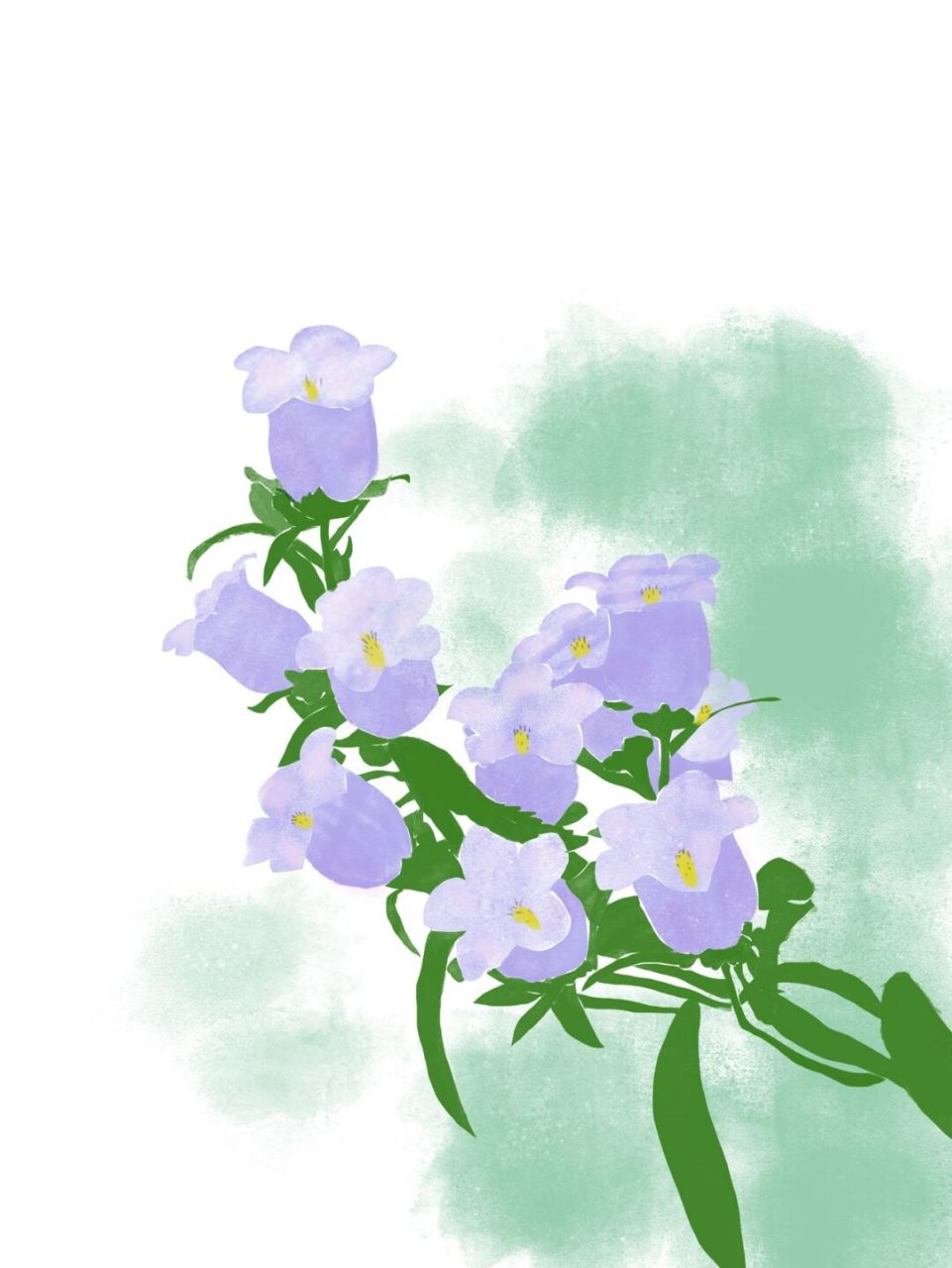 原创练习|一枝风铃草,附线稿和上色过程 #画画