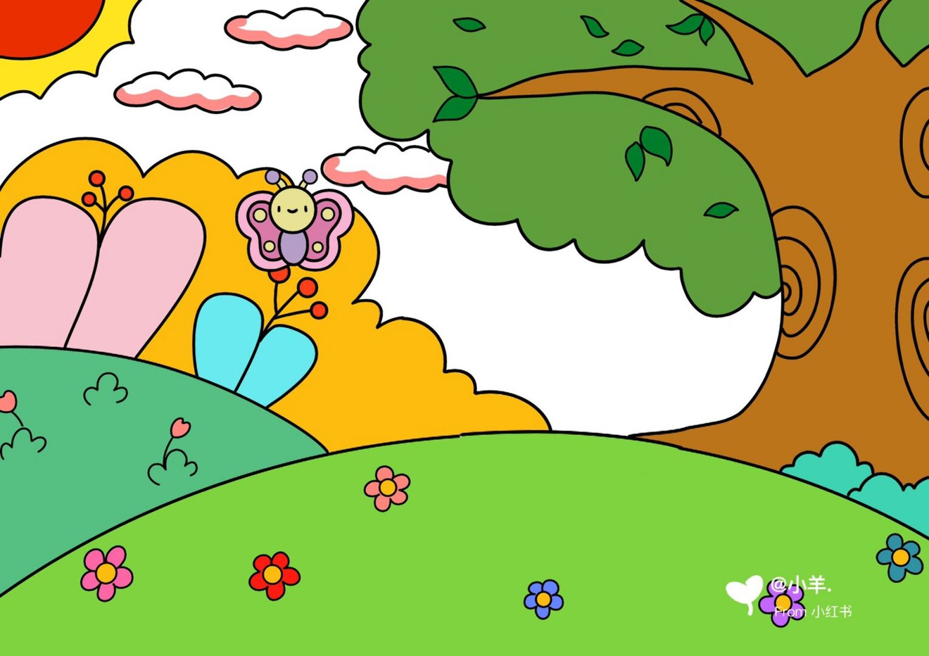 9615线稿 #创意美术儿童画# #创意儿童画# #线稿# #万能背景