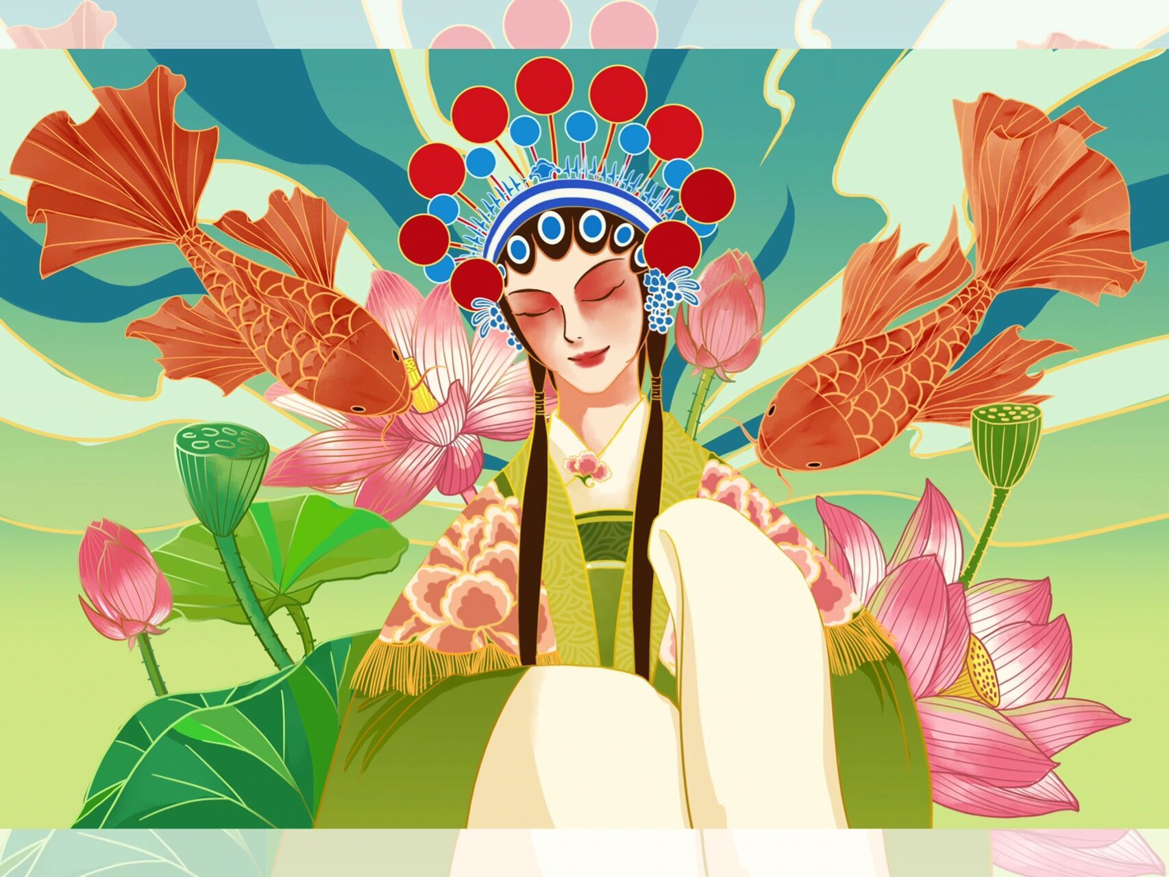 国粹京剧人物插画分享 97今天分享一组国粹京剧人物插画 07画面