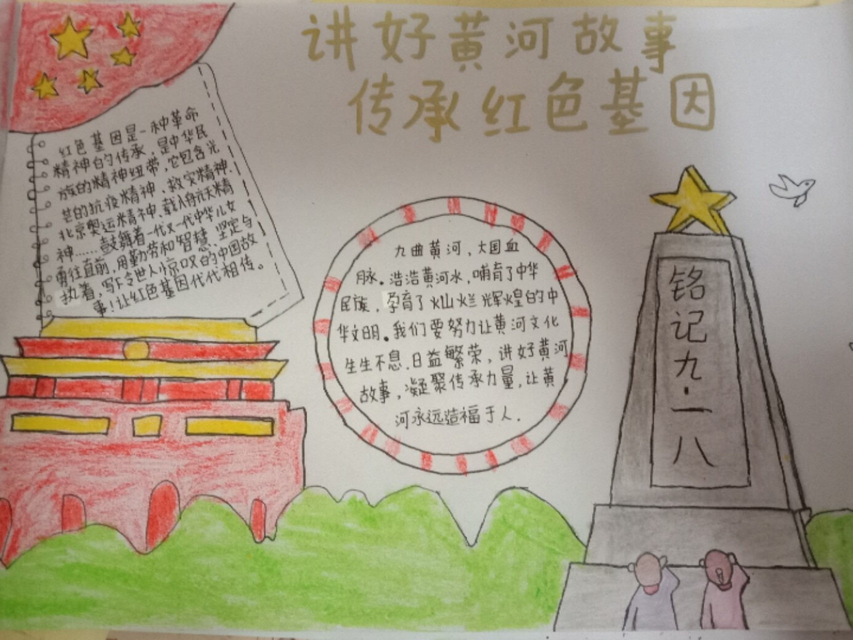 讲好黄河故事,传承红色基因手抄报!